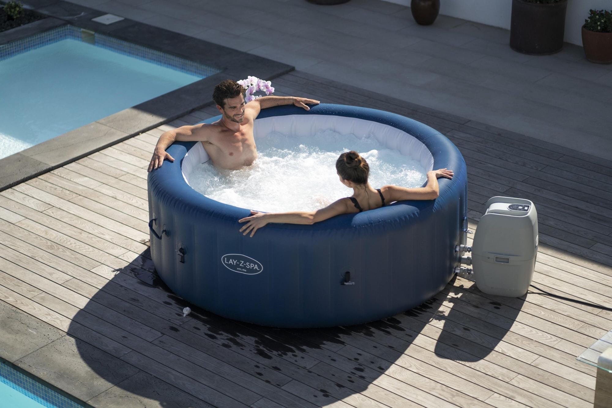 Opblaasbare bubbelbaden Lay-Z Spa Lay-Z-Spa Milan AirJet Plus opblaasbare hottub met appbediening 4-6 personen Bestway 26