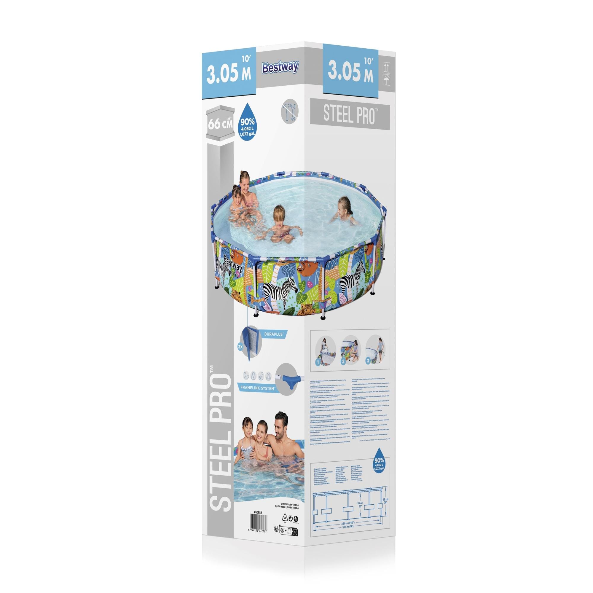 Bovengronds zwembad Bovengronds rond zwembad Steel Pro™ Animal Look van 305X66 cm Bestway 5