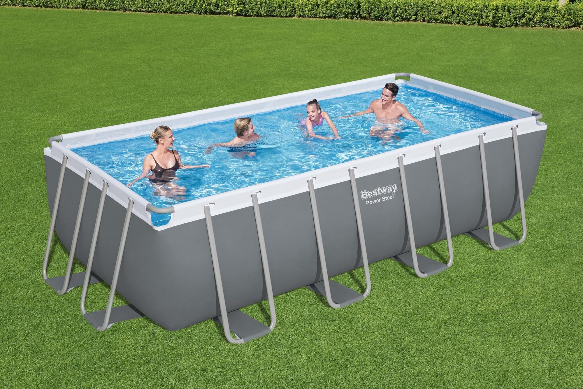Bovengronds zwembad Power Steel bovengrondse rechthoekige set van 488x244x122 cm Bestway 3