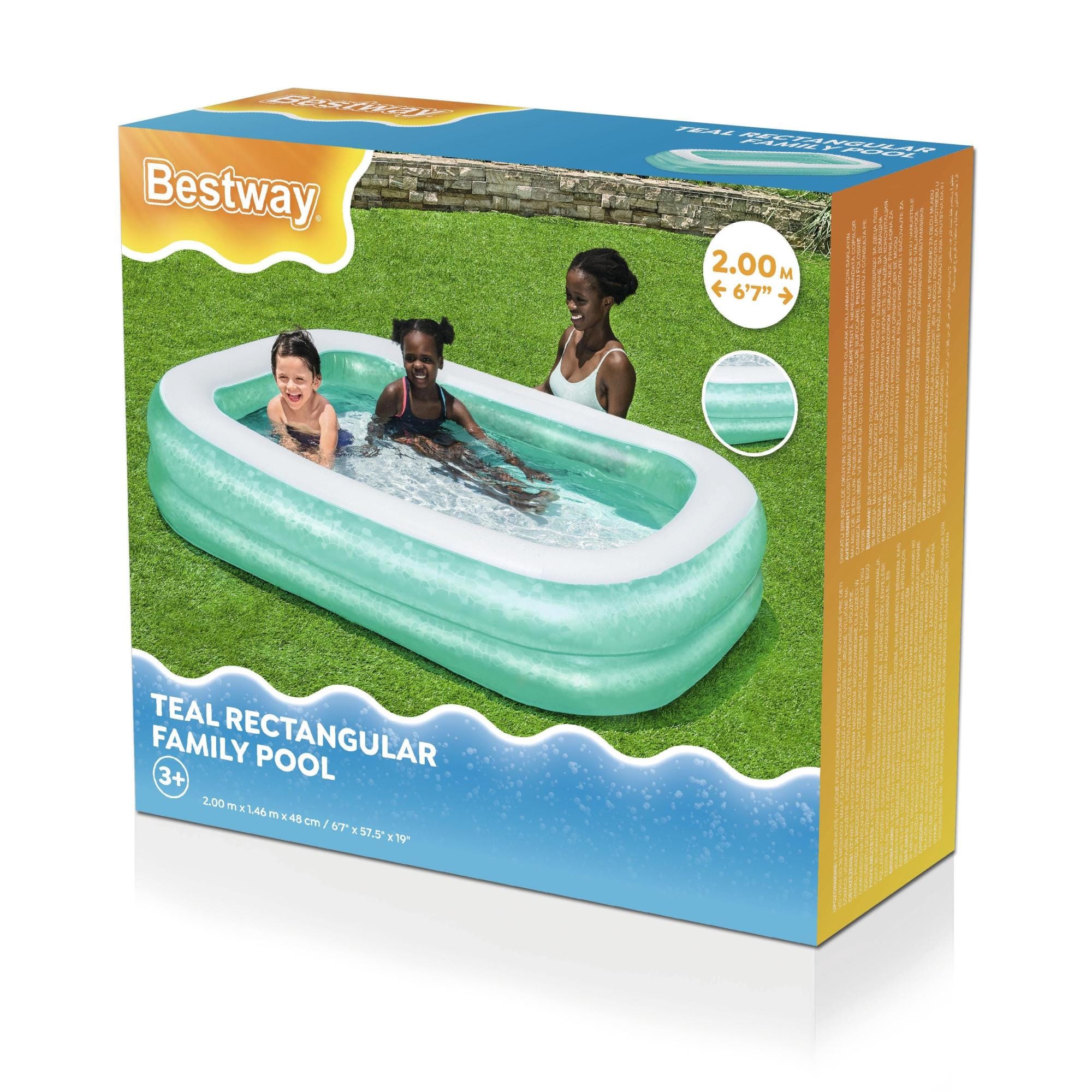 Opblaasbare spullen voor kinderen Bestway Groenblauw Rechthoekig Opblaasbaar Familiezwembad 2.00m x 1.46m x 48cm  Bestway 11