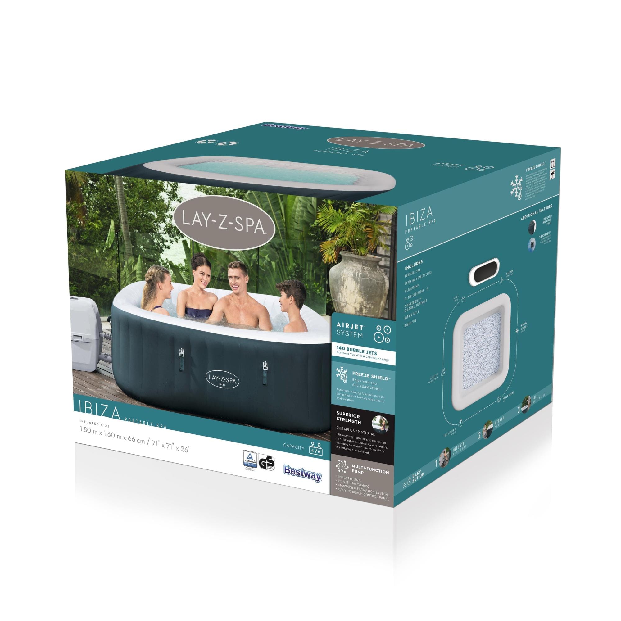 Opblaasbare bubbelbaden Lay-Z Spa Lay-Z-Spa Ibiza AirJet opblaasbare spa 4-6 personen Bestway 9