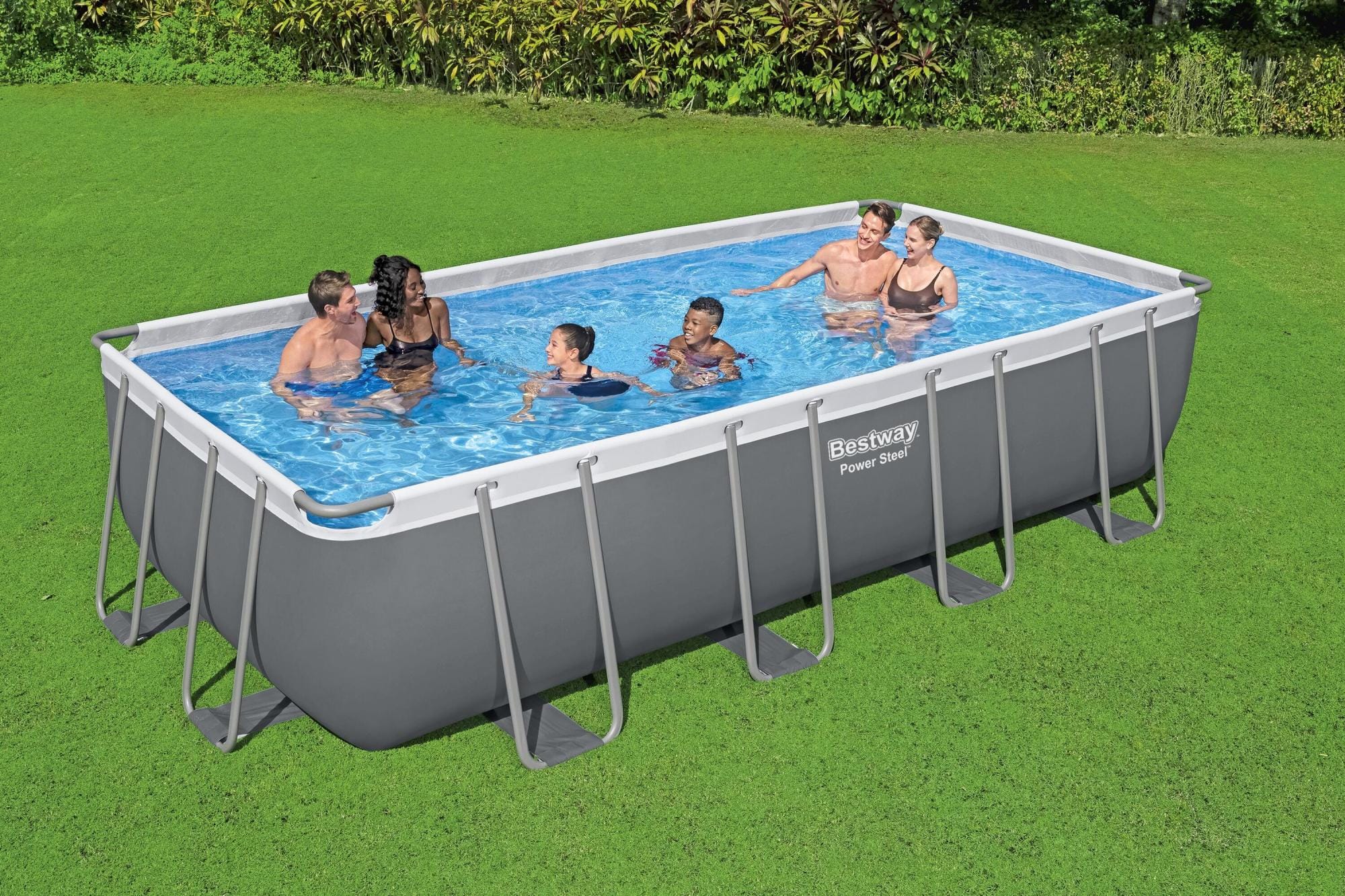 Bovengronds zwembad Power Steel bovengrondse rechthoekige set van 549x274x122 cm Bestway 2
