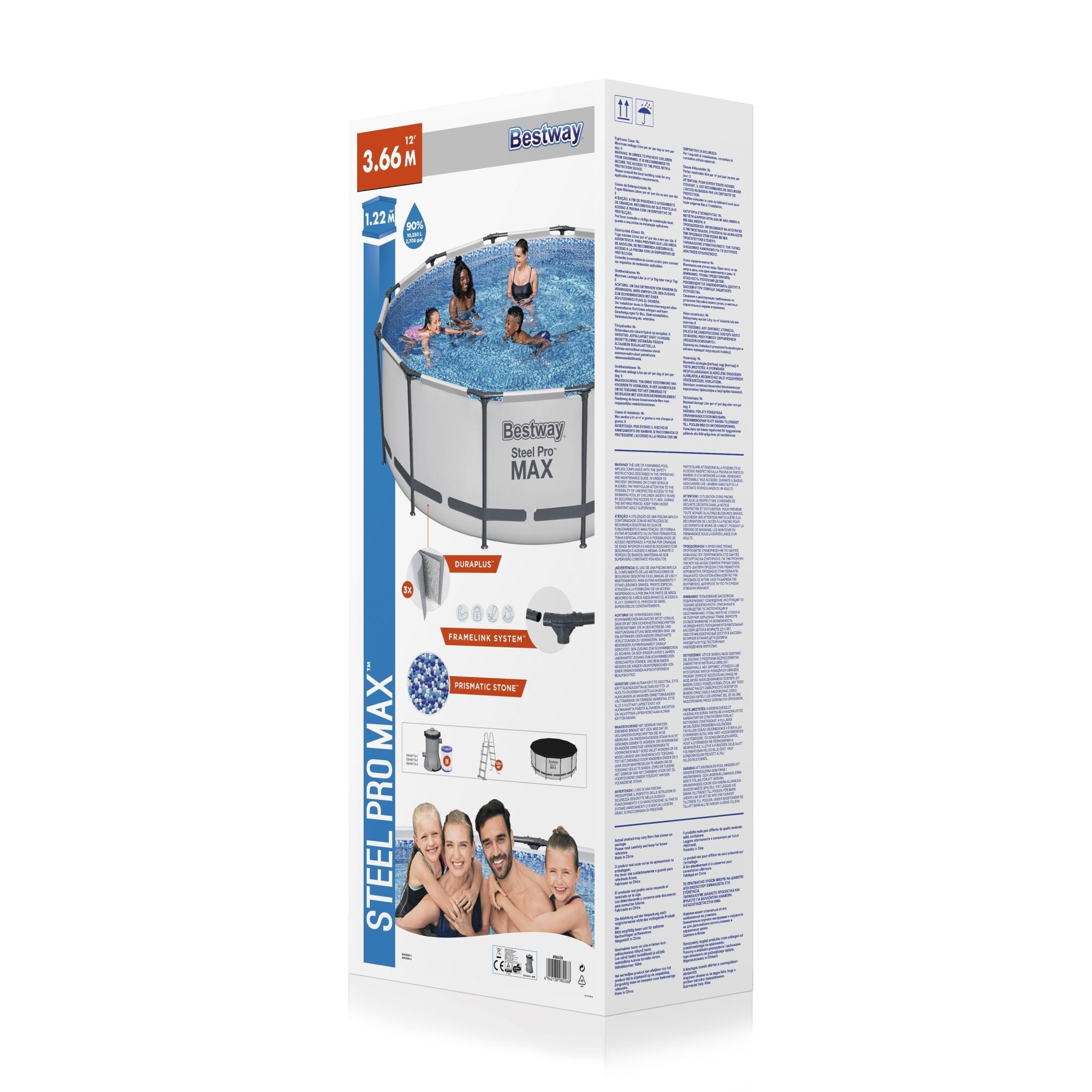 Bovengronds zwembad Steel Pro MAX bovengrondse ronde set van 366x122 cm Bestway 9