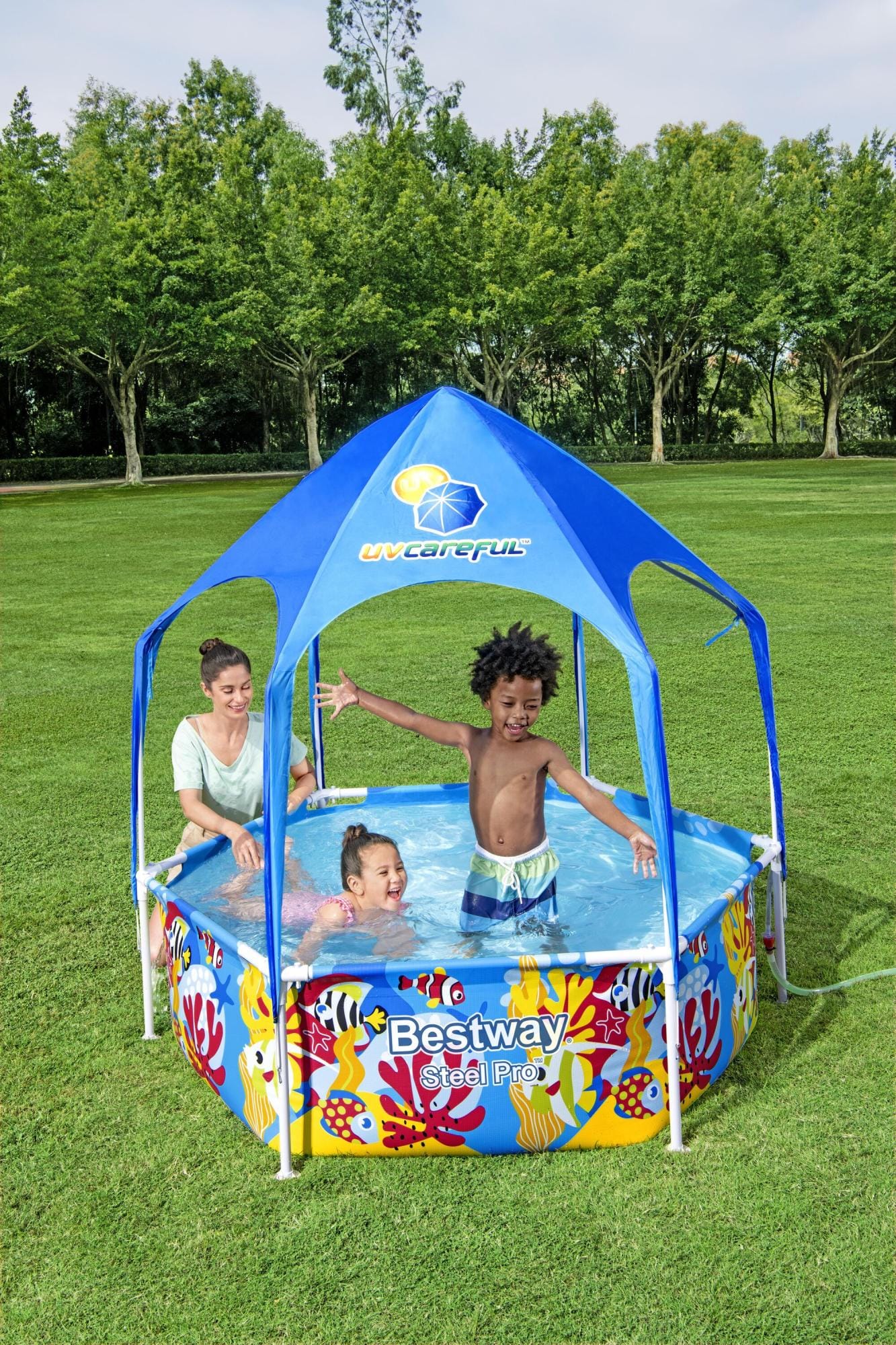 Opblaasbare spullen voor kinderen Bestway Steel Pro UV Careful Splash-in-Shade Rond Bovengronds Zwembad 1,83 m x 51 cm Bestway 1