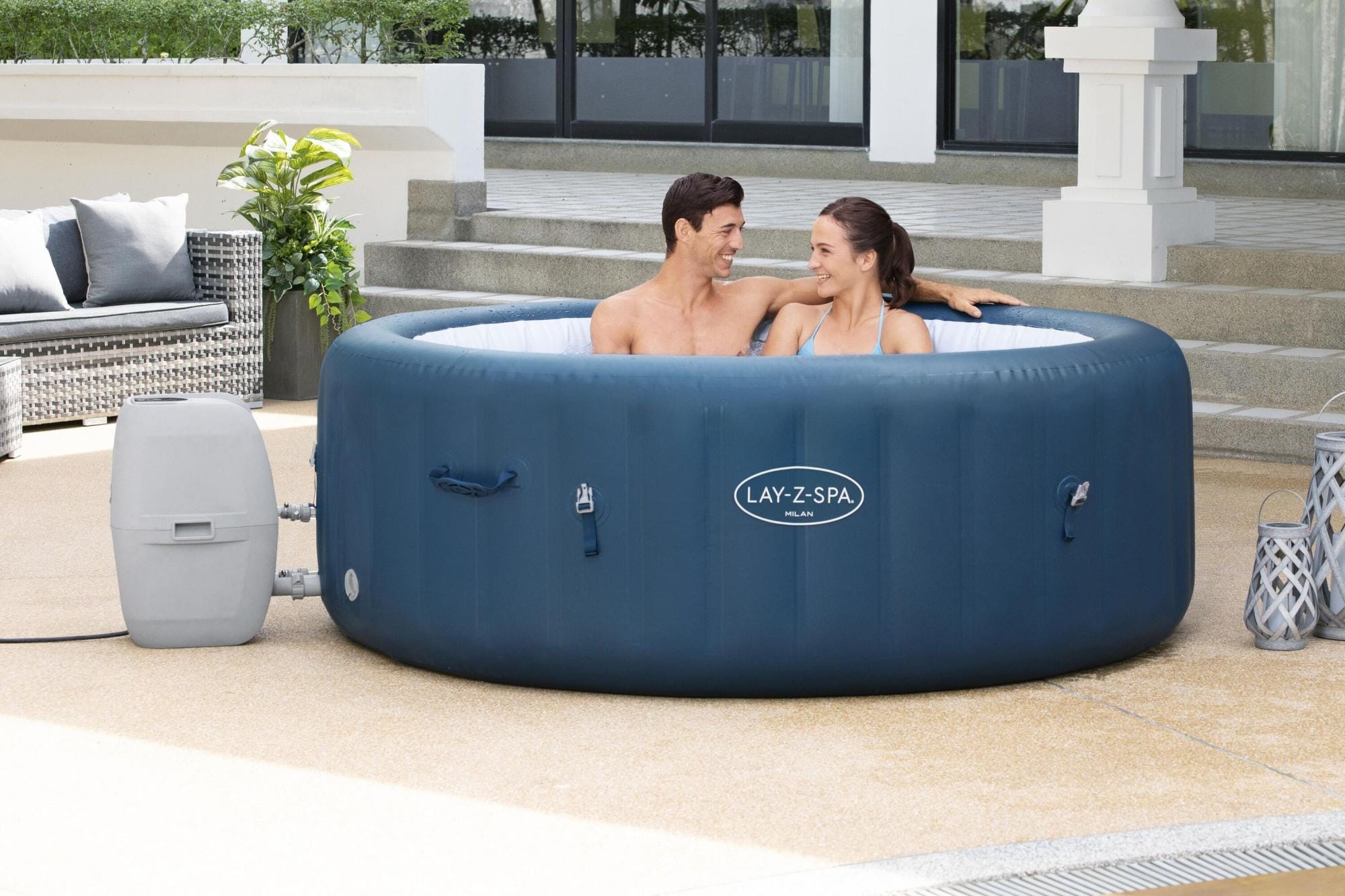 Opblaasbare bubbelbaden Lay-Z Spa Lay-Z-Spa Milan AirJet Plus opblaasbare hottub met appbediening 4-6 personen Bestway 9