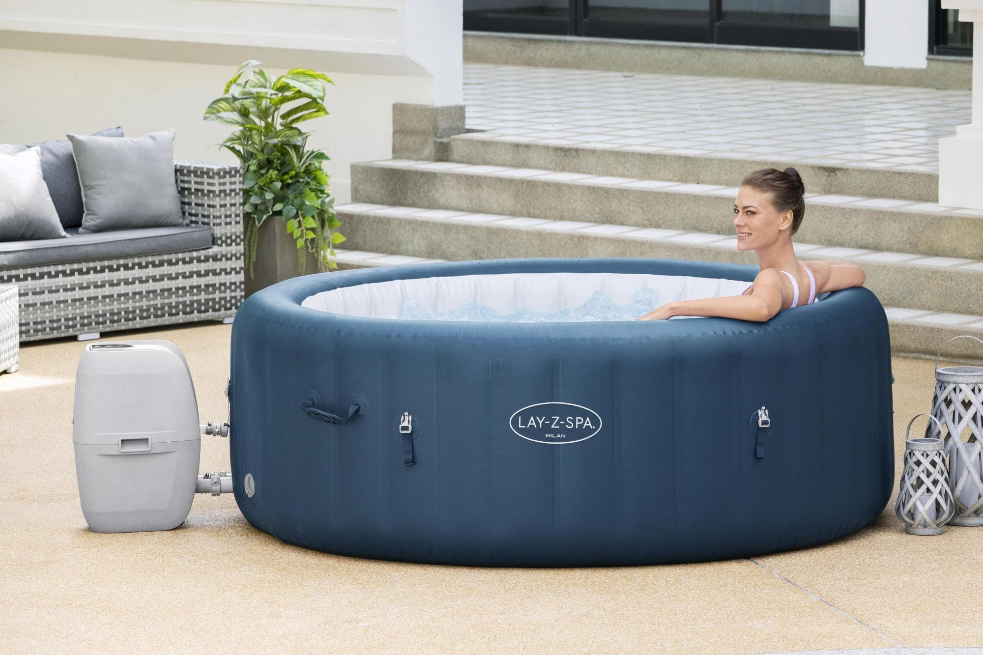 Opblaasbare bubbelbaden Lay-Z Spa Lay-Z-Spa Milan AirJet Plus opblaasbare hottub met appbediening 4-6 personen Bestway 11