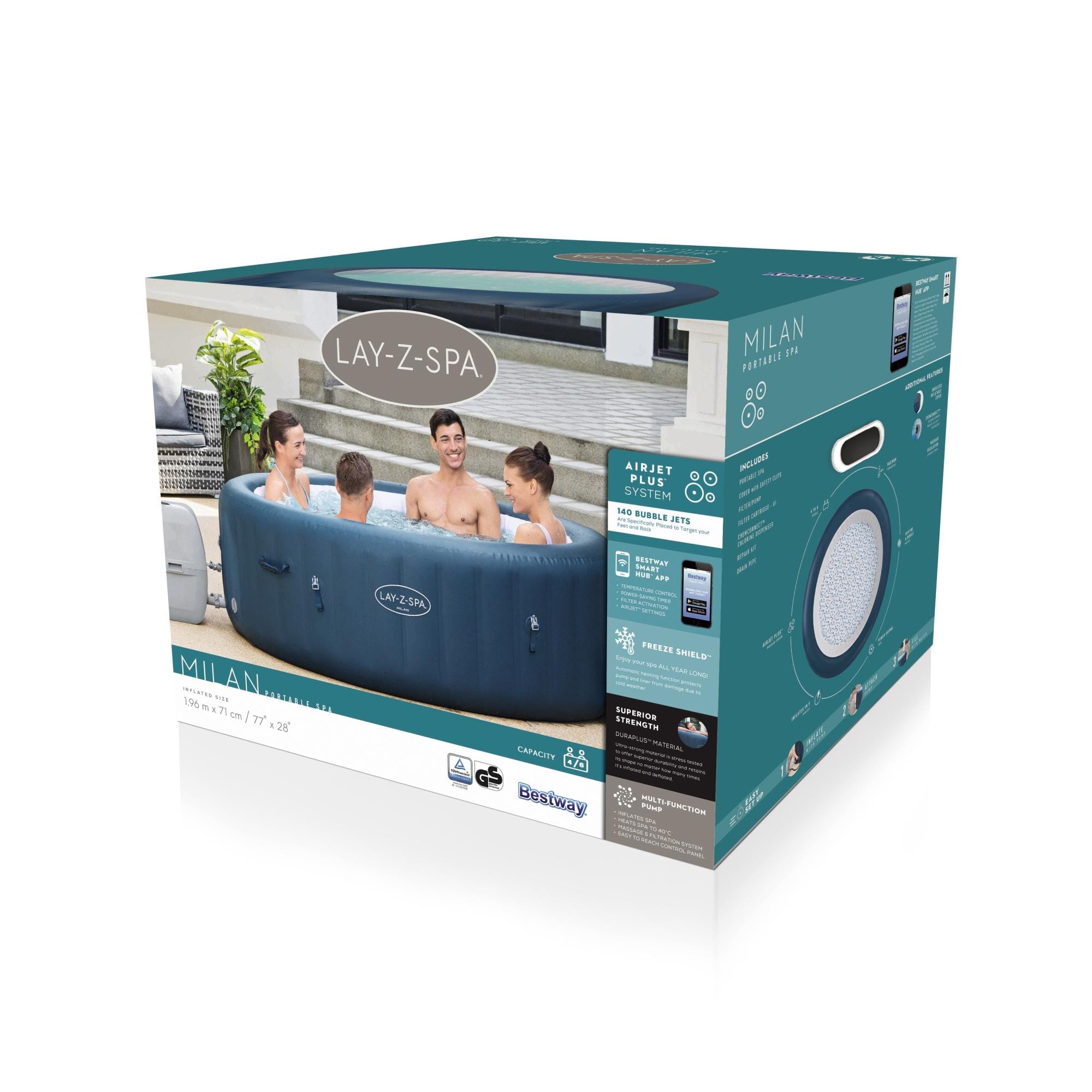 Opblaasbare bubbelbaden Lay-Z Spa Lay-Z-Spa Milan AirJet Plus opblaasbare hottub met appbediening 4-6 personen Bestway 41