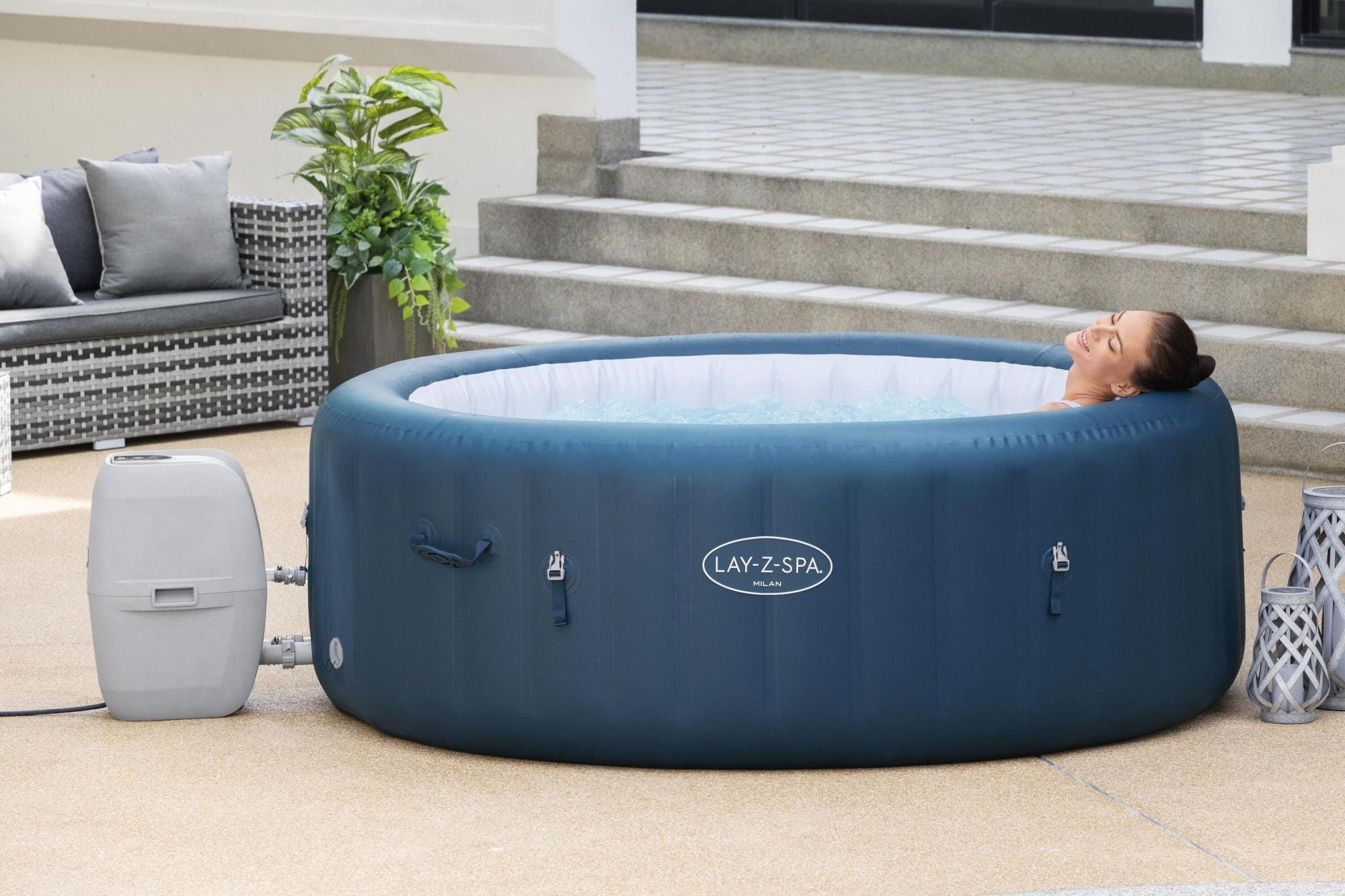 Opblaasbare bubbelbaden Lay-Z Spa Lay-Z-Spa Milan AirJet Plus opblaasbare hottub met appbediening 4-6 personen Bestway 6