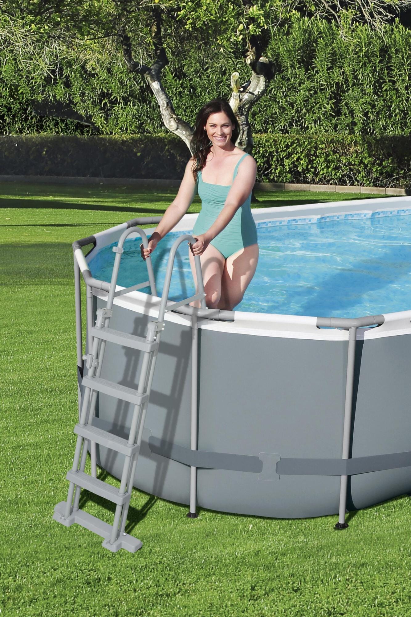 Bovengronds zwembad Power Steel bovengrondse ovale set van 549x274x122 cm donkergrijs Bestway 1