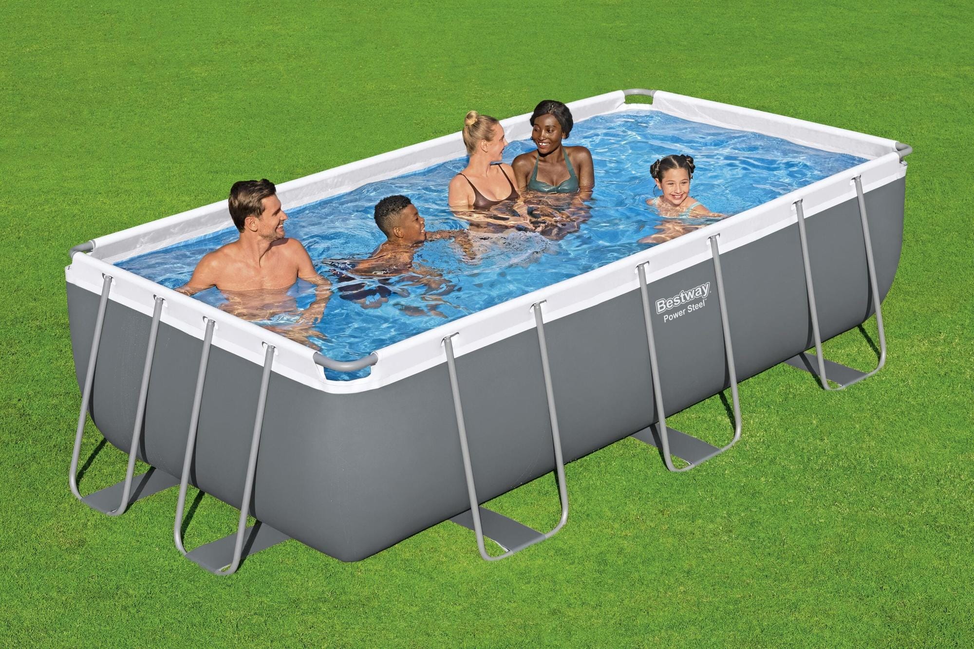 Bovengronds zwembad Power Steel bovengrondse rechthoekige set van 404x201x100 cm Bestway 3