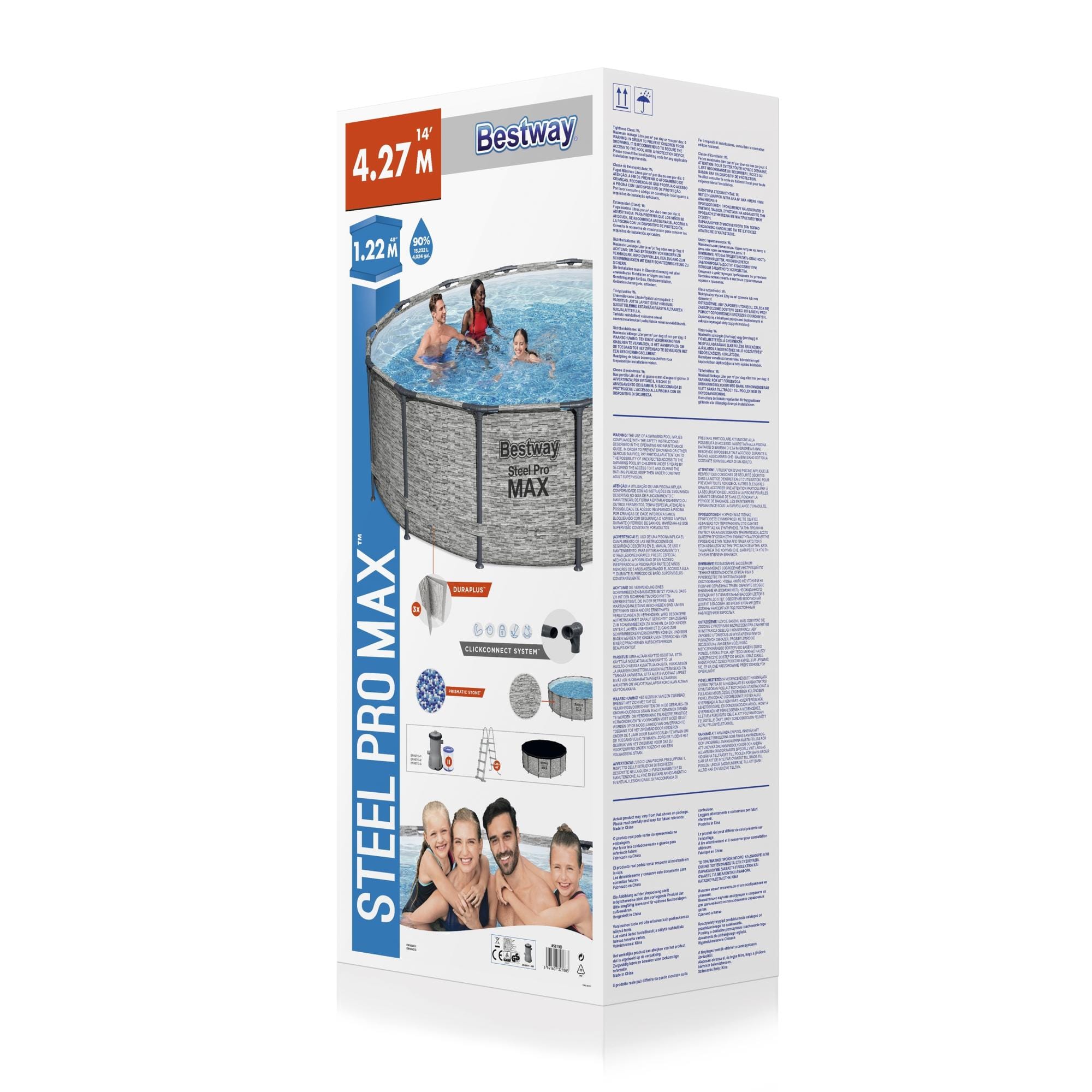 Bovengronds zwembad Steel Pro MAX bovengrondse set van 427x122 cm steenmotief Bestway 8