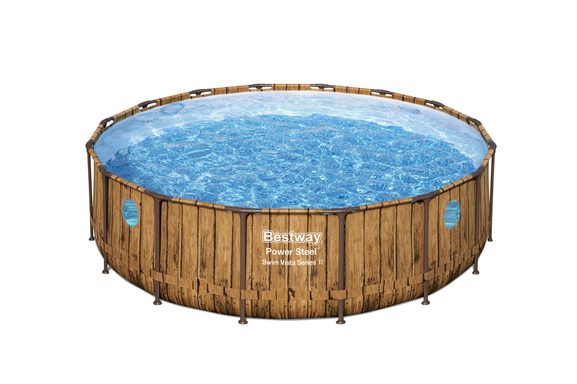 Bovengronds zwembad Power Steel Swim Vista bovengrondse ronde set van 488x122 cm licht houteffect Bestway 1