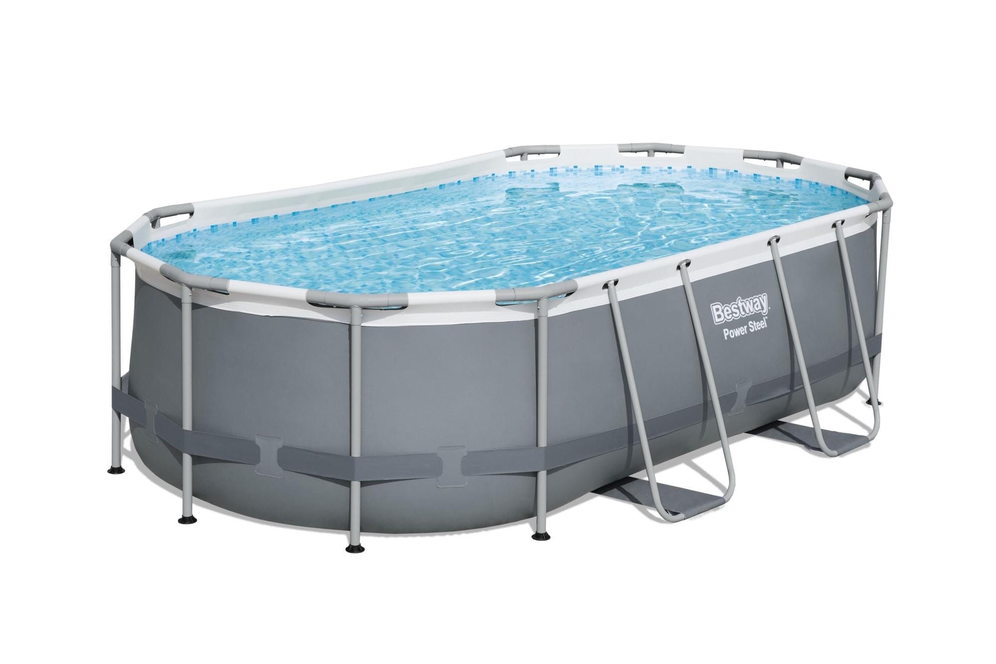 Bovengronds zwembad Power Steel bovengrondse ovale set van 427x250x100 cm donkergrijs Bestway 1