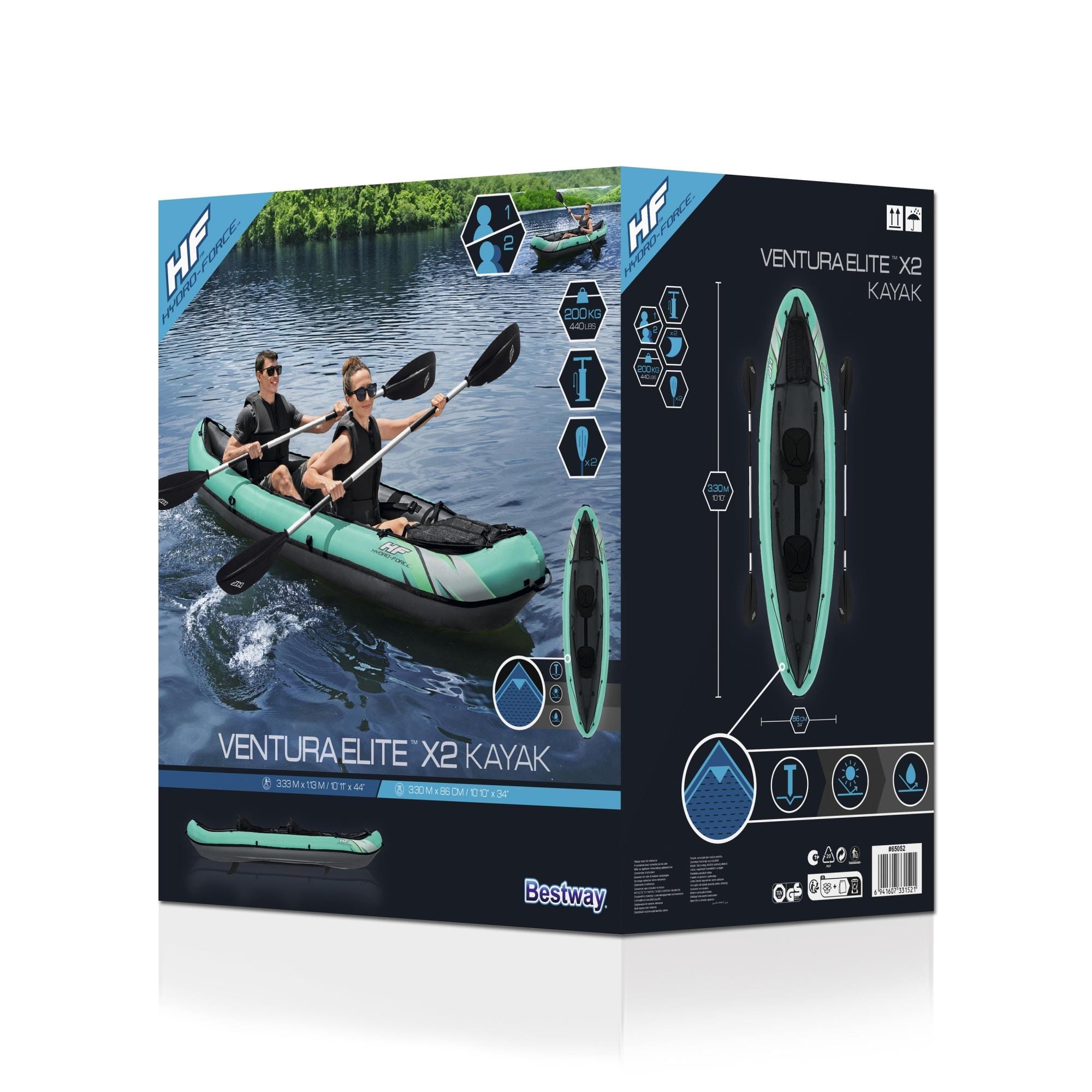 SUP en kajak Ventura opblaasbare kayak van 330x86 cm, voor 2 personen Bestway 10