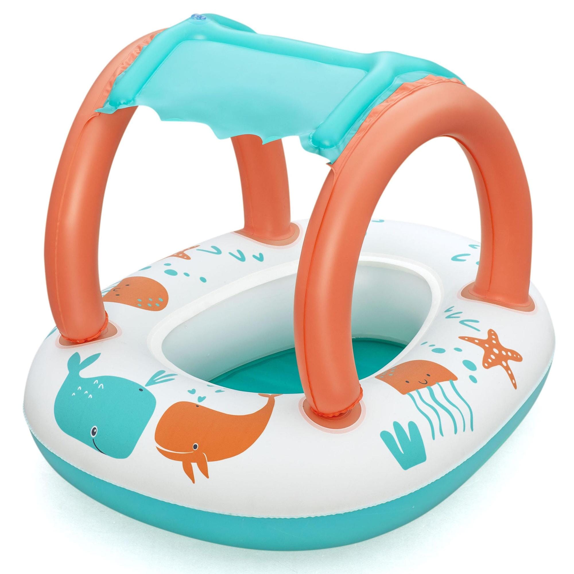 Opblaasbare spullen voor kinderen Bestway Comfort Plush Opblaasbare BabyBoot met Zonnescherm Bestway 1