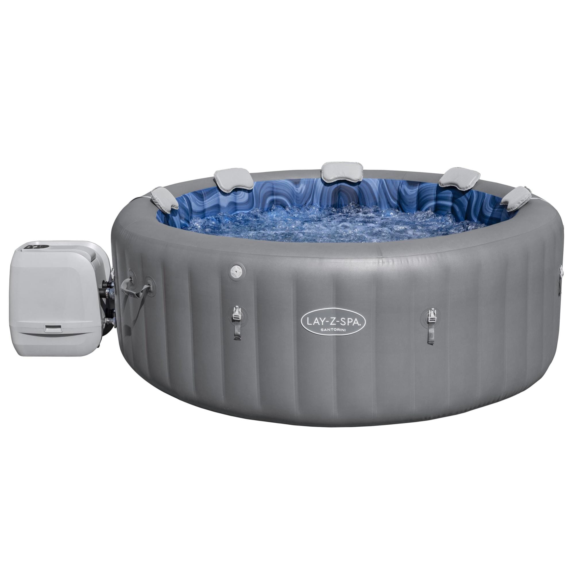 Opblaasbare bubbelbaden Lay-Z Spa Lay-Z-Spa Santorini Energy-Efficient Smart HydroJet Pro Opblaasbare Spa met App Bediening 5-7 Personen Bestway 1