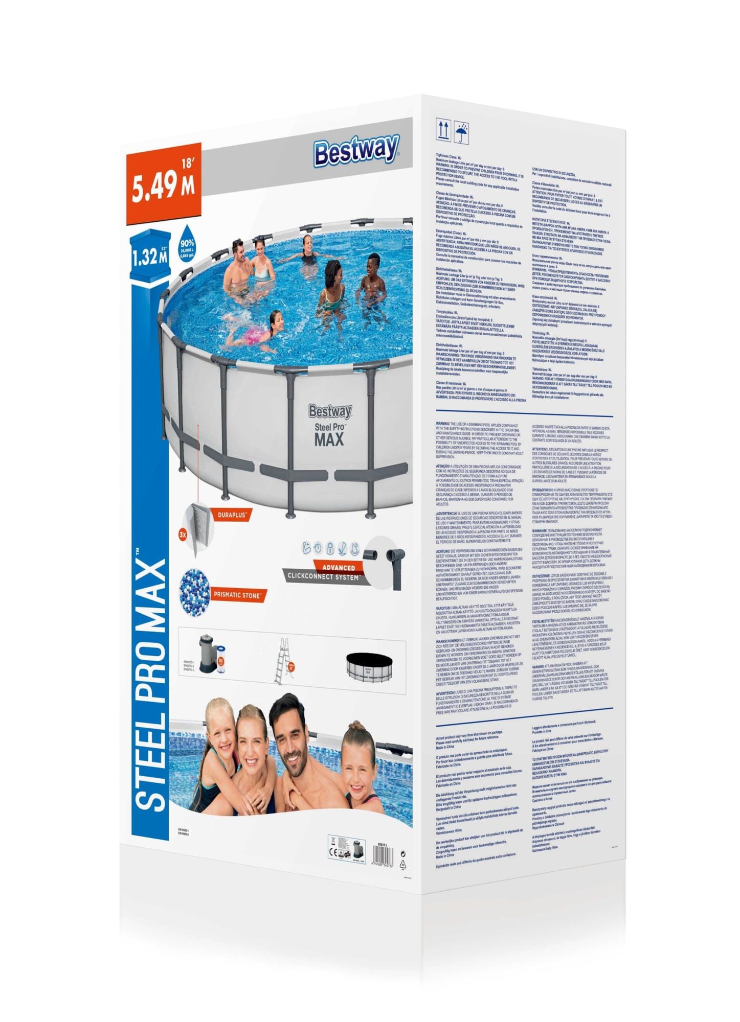 Bovengronds zwembad Set Steel Pro MAX rond bovengronds zwembad van 549x132 cm Bestway 8