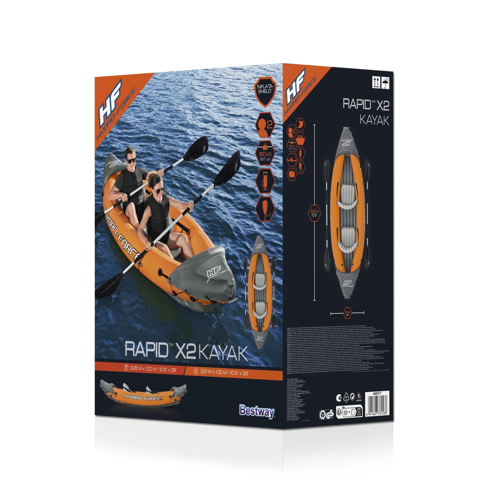 SUP en kajak Rapid opblaasbare kayak van 321x100 cm, voor 2 personen Bestway 10