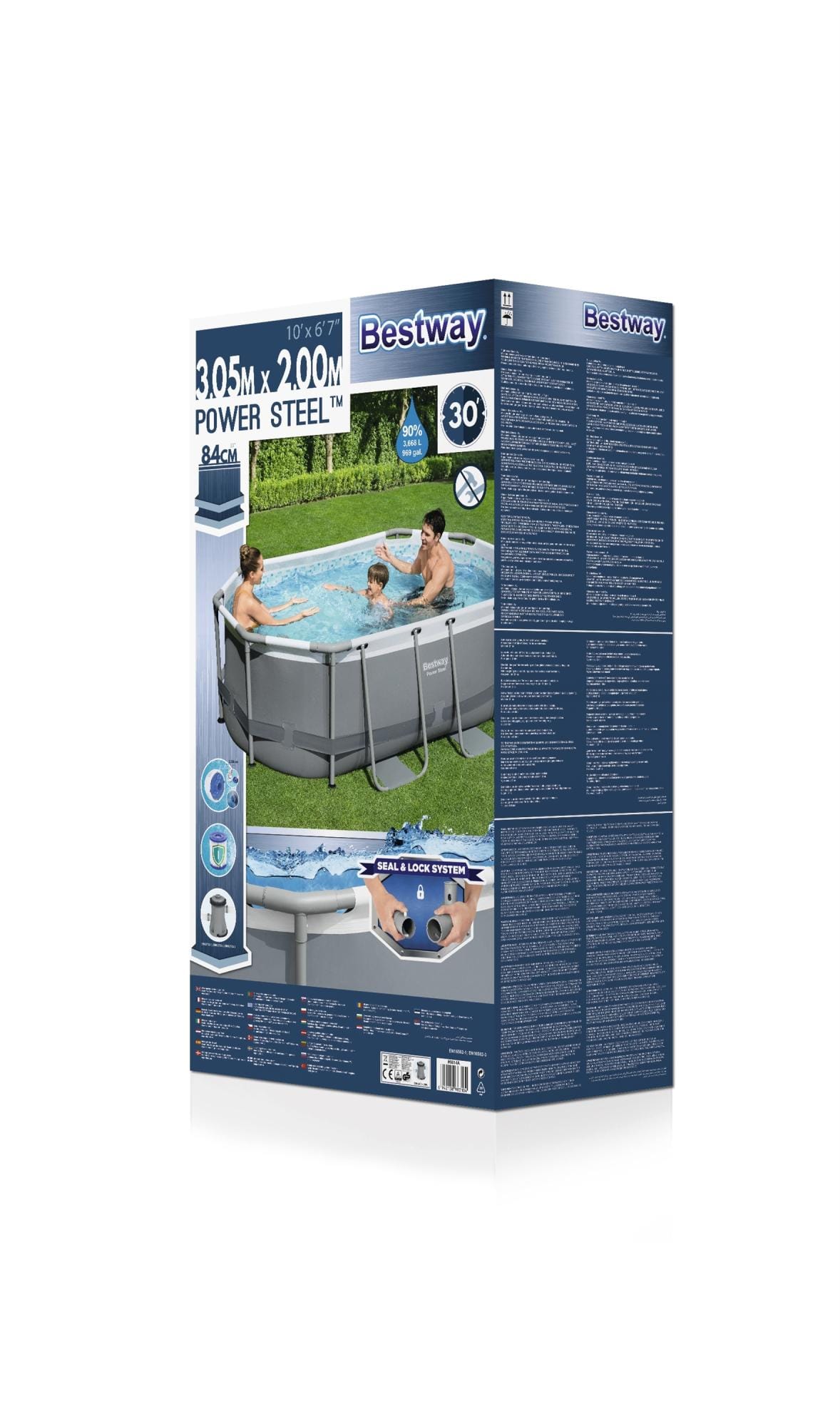 Bovengronds zwembad Power Steel bovengrondse ovale set van 305x200x84 cm donkergrijs Bestway 9
