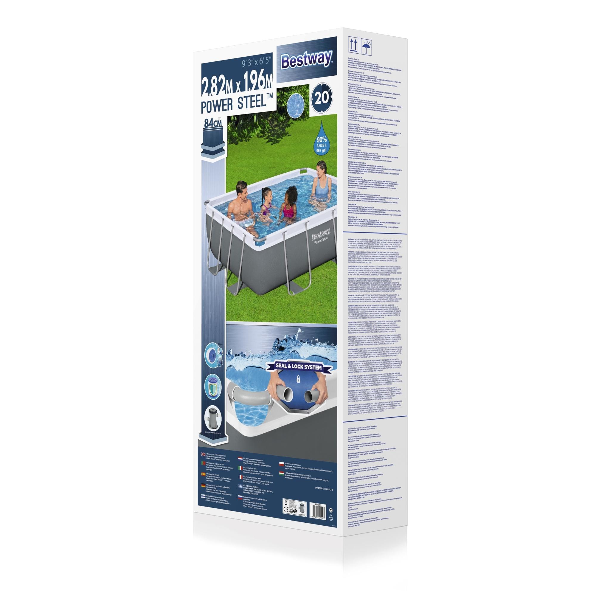 Bovengronds zwembad Power Steel bovengrondse rechthoekige set van 282x196x84 cm Bestway 9