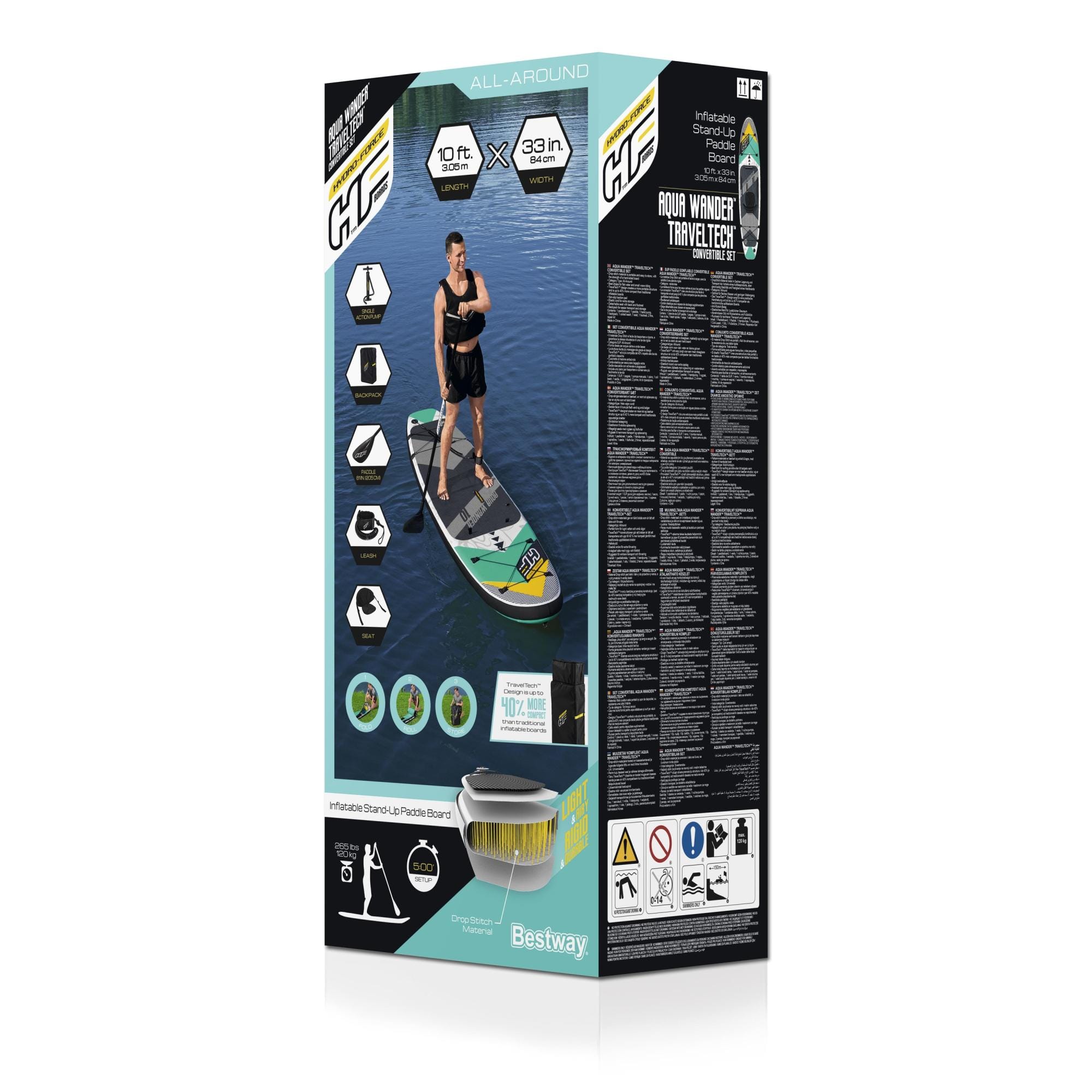 SUP en kajak Aqua Wander SUP-board en opblaasbare kayak van 305x84x12 cm Bestway 9