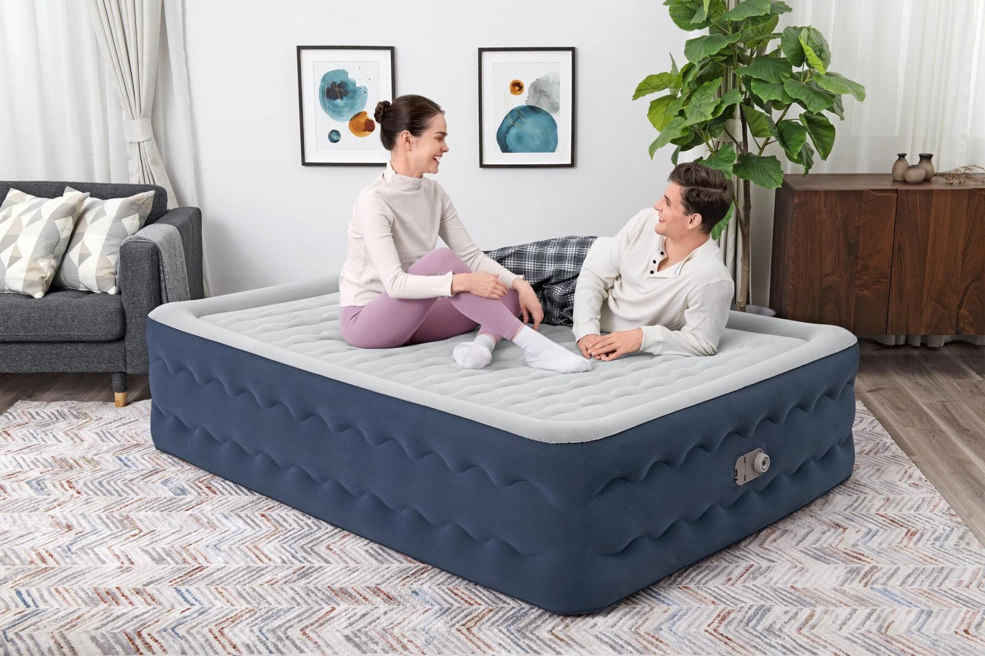 Luchtbed Bestway Tritech TruLeisure Queen Luchtmatras met Ingebouwde Elektrische Pomp 2,03 m x 1,52 m x 51 cm Bestway 1