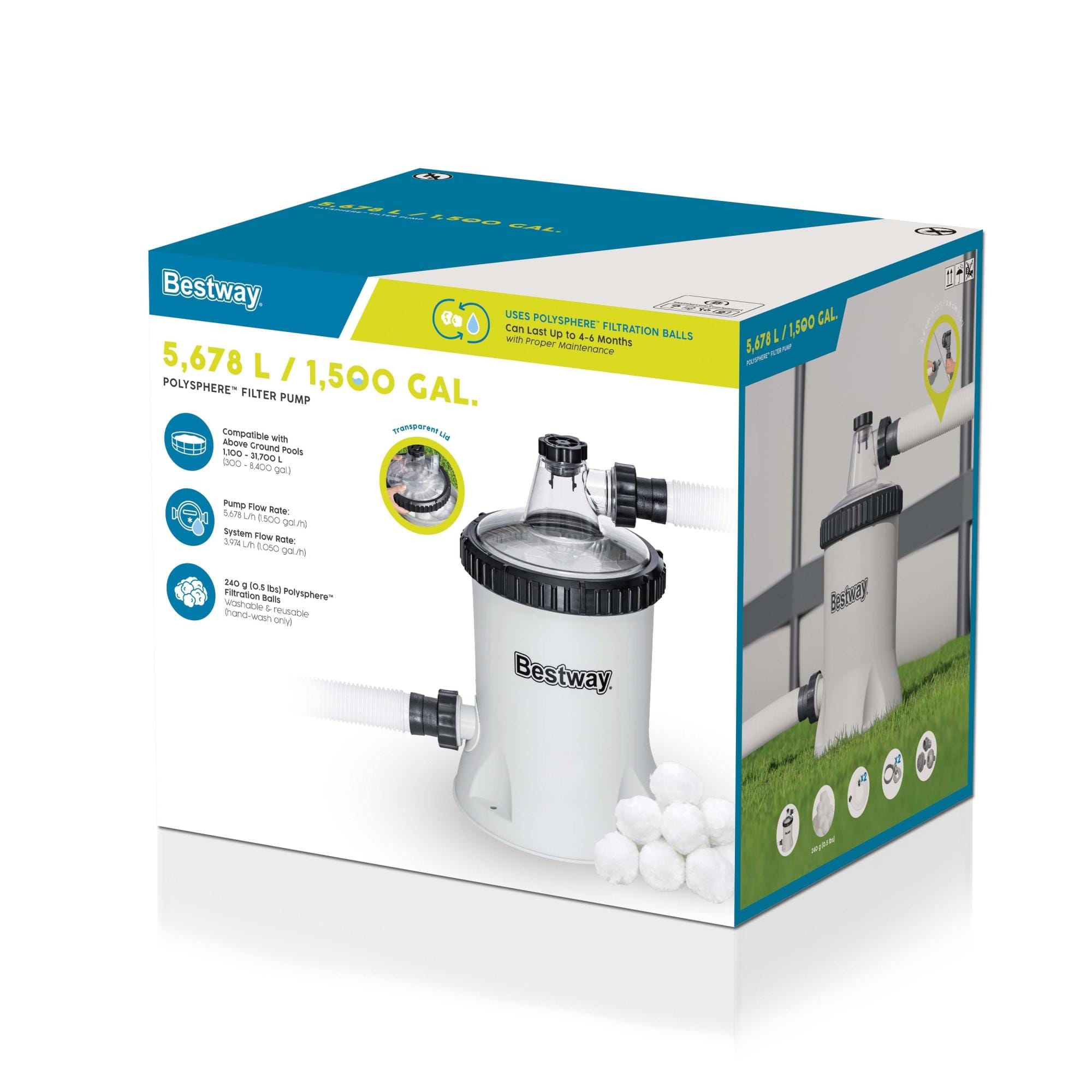 Accessoires Bestway 5.678 L Polysphere Filterpomp voor Bovengrondse Zwembaden Bestway 11