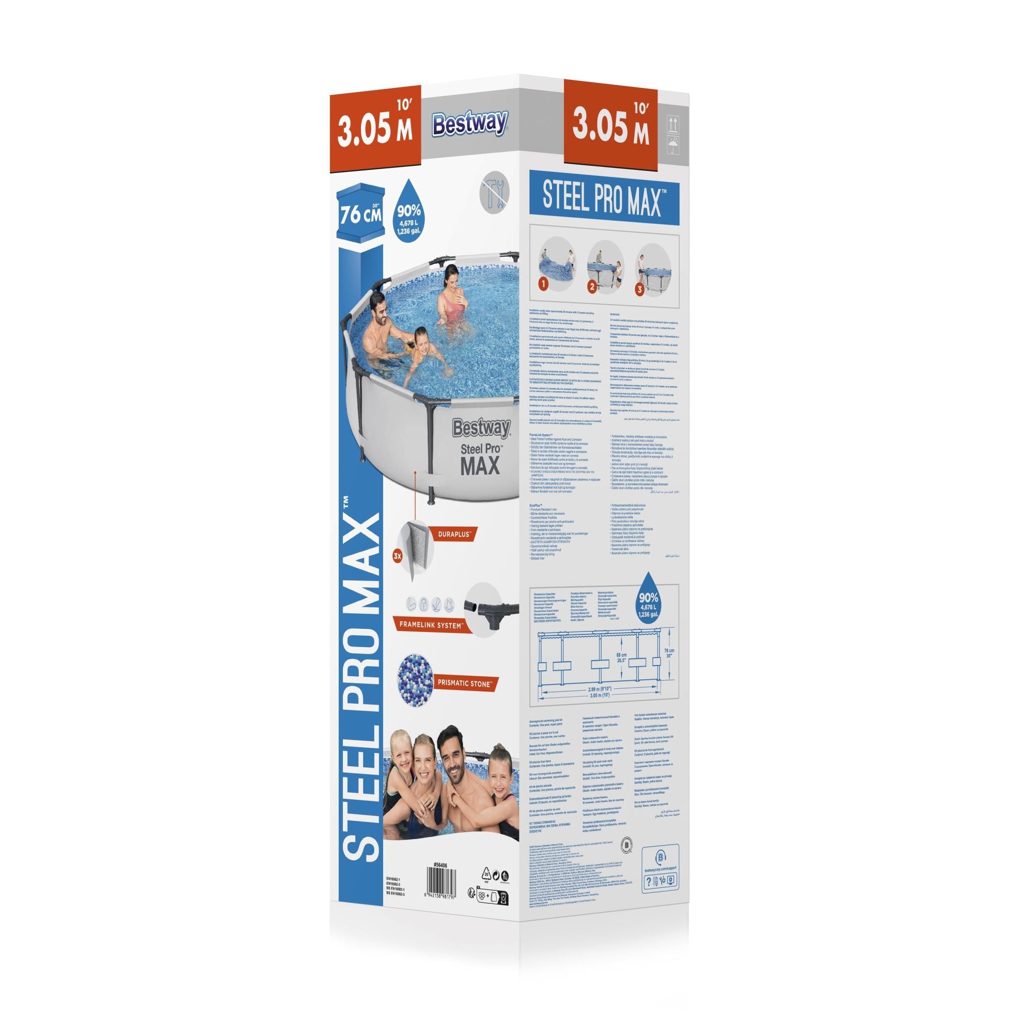 Bovengronds zwembad Steel Pro MAX Basisstructuur zwembad en ronde liner van 305x76 cm Bestway 4
