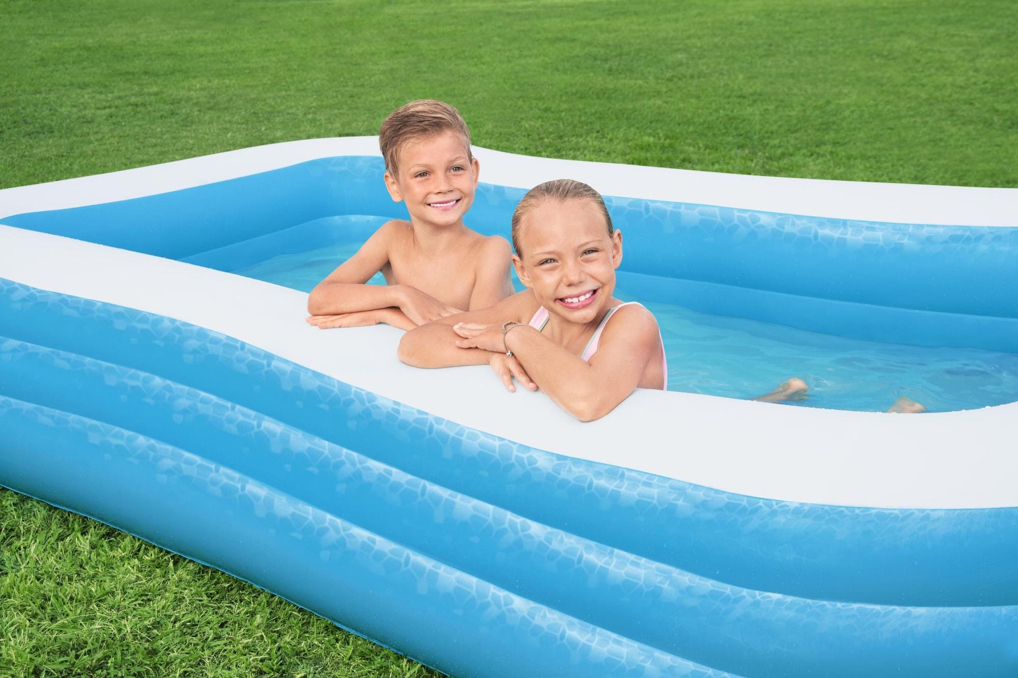 Opblaasbare spullen voor kinderen Bestway Blauw Rechthoekig Opblaasbaar Familiezwembad 3,05 m Bestway 3