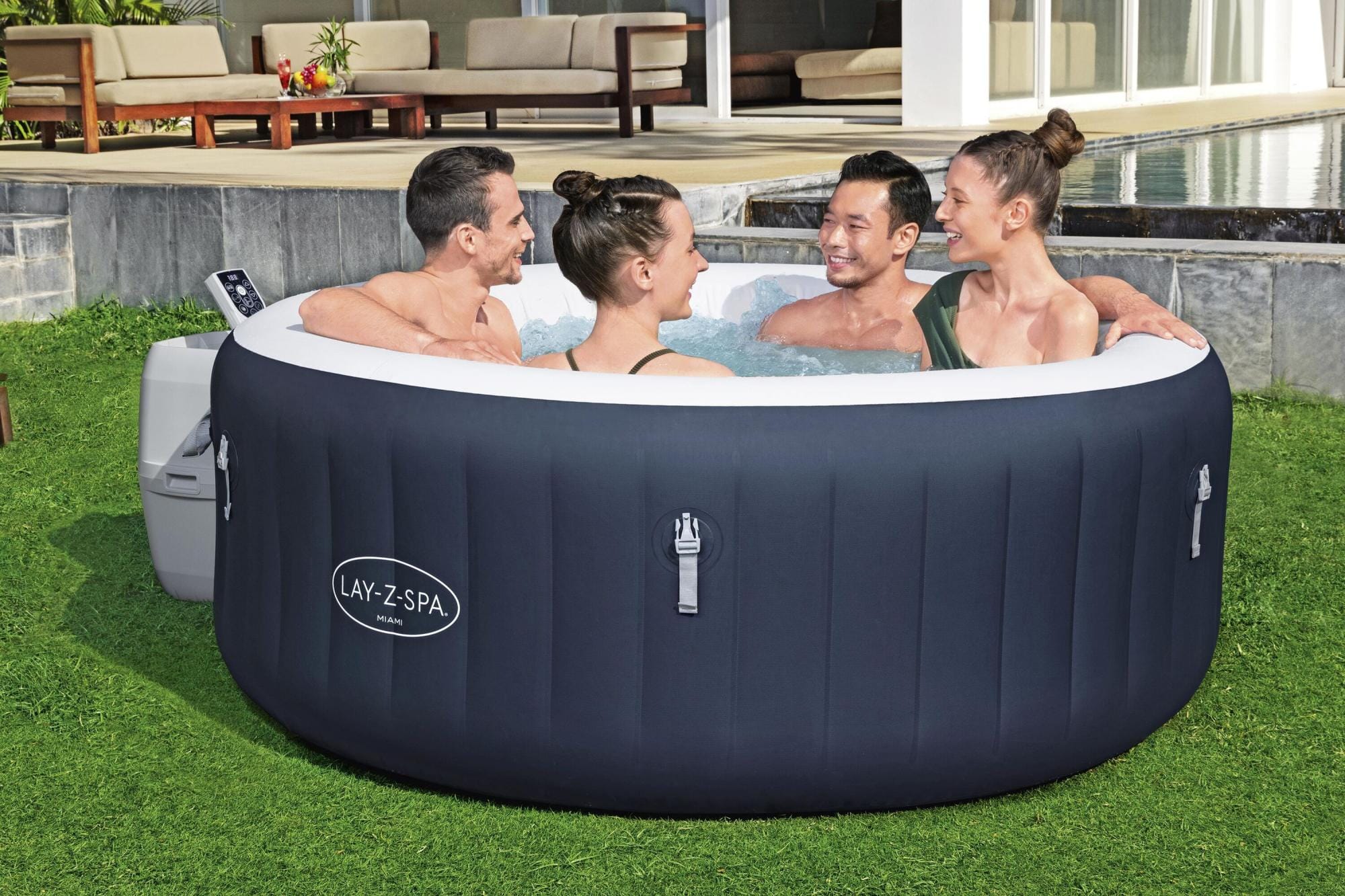 Opblaasbare bubbelbaden Lay-Z Spa Lay-Z-Spa Miami Energy-Efficient AirJet Opblaasbare Spa 2-4 Personen Bestway 2
