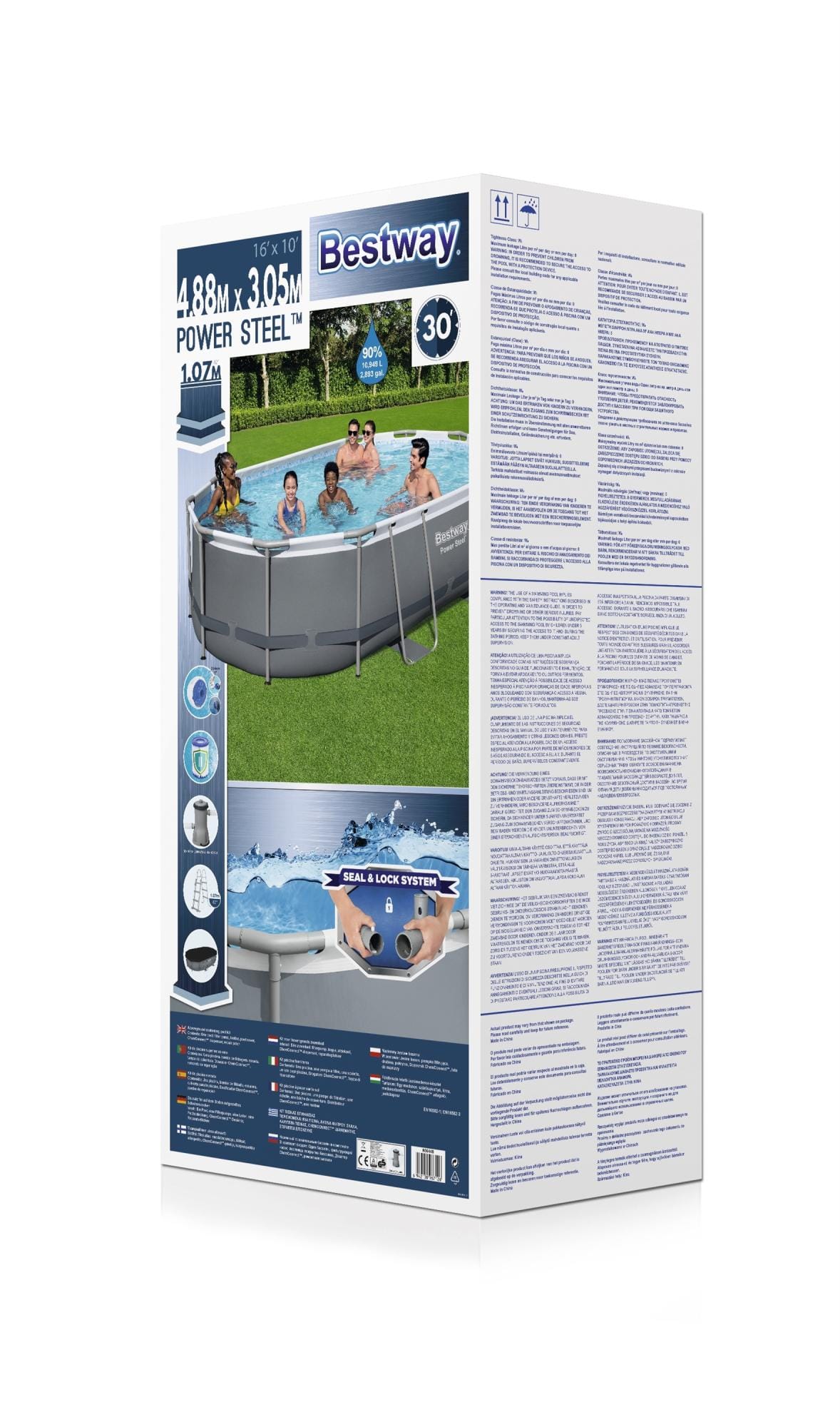Bovengronds zwembad Power Steel bovengrondse ovale set van 488x305x107 cm donkergrijs Bestway 11