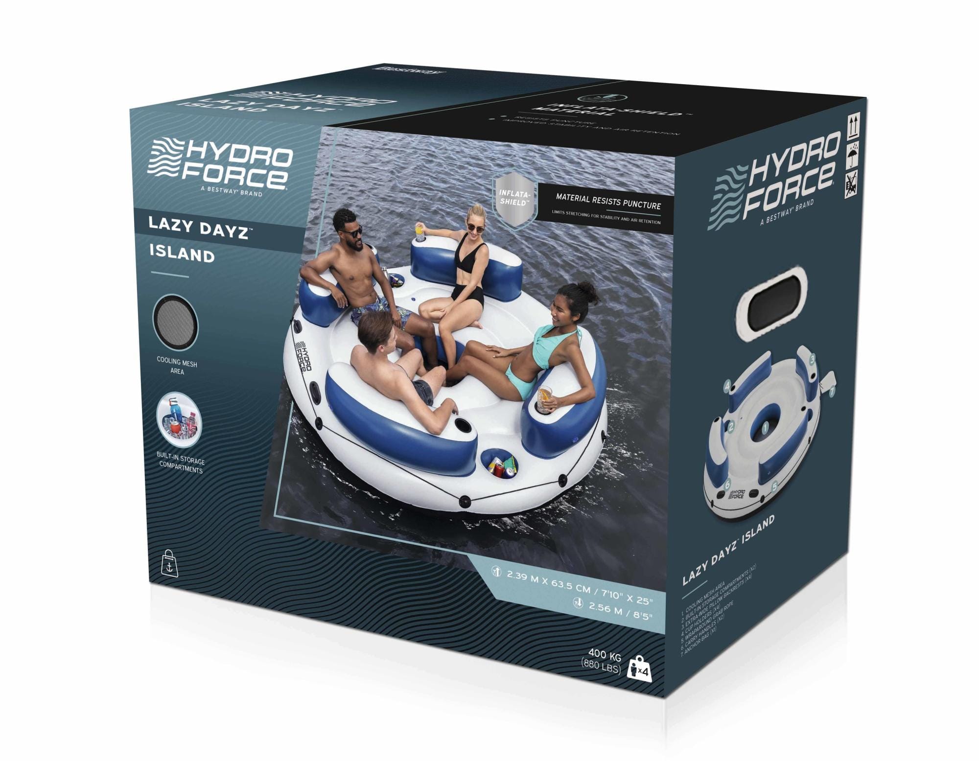 Opblaasbare strandartikelen Hydro Force Lazy Dayz Opblaasbaar Party Eiland voor 4 Personen Bestway 15