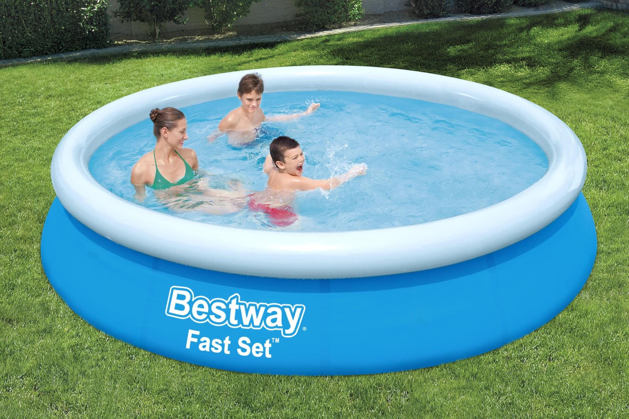 Bovengronds zwembad Fast Set bovengrondse ronde opblaasbare set van 366x76 cm blauw Bestway 1