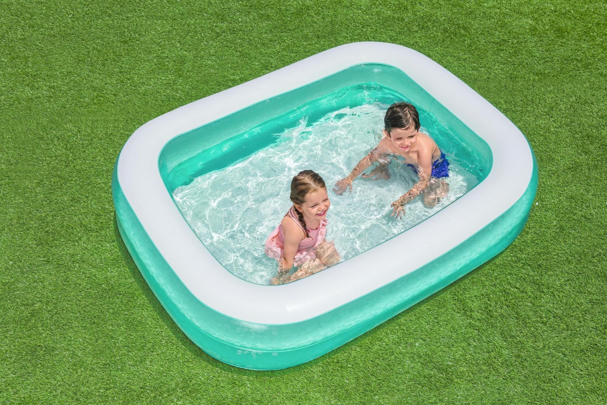 Opblaasbare spullen voor kinderen Bestway Groenblauw Rechthoekig Opblaasbaar Familiezwembad 2.00m x 1.46m x 48cm  Bestway 4