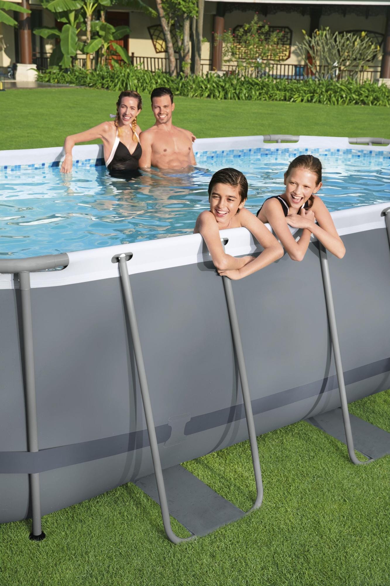 Bovengronds zwembad Power Steel bovengrondse ovale set van 549x274x122 cm donkergrijs Bestway 4