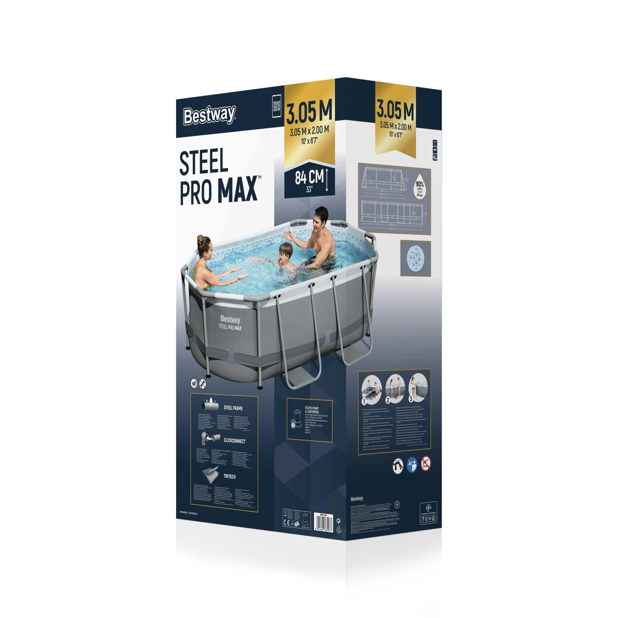 Bovengronds zwembad Bestway Steel Pro MAX Bovengrondse Zwembad Set 3,05 m x 2,00 m x 84 cm Bestway 5