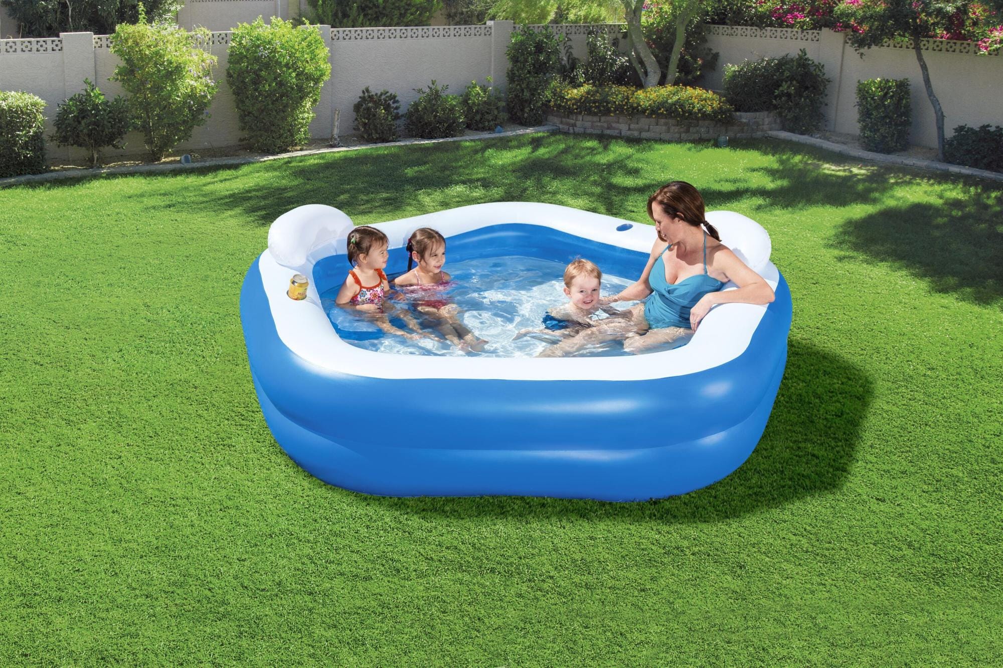 Opblaasbare spullen voor kinderen Bestway Backyard Oasis Opblaasbaar Familiezwembad 2,13 m x 2,06 m x 69 cm Bestway 2
