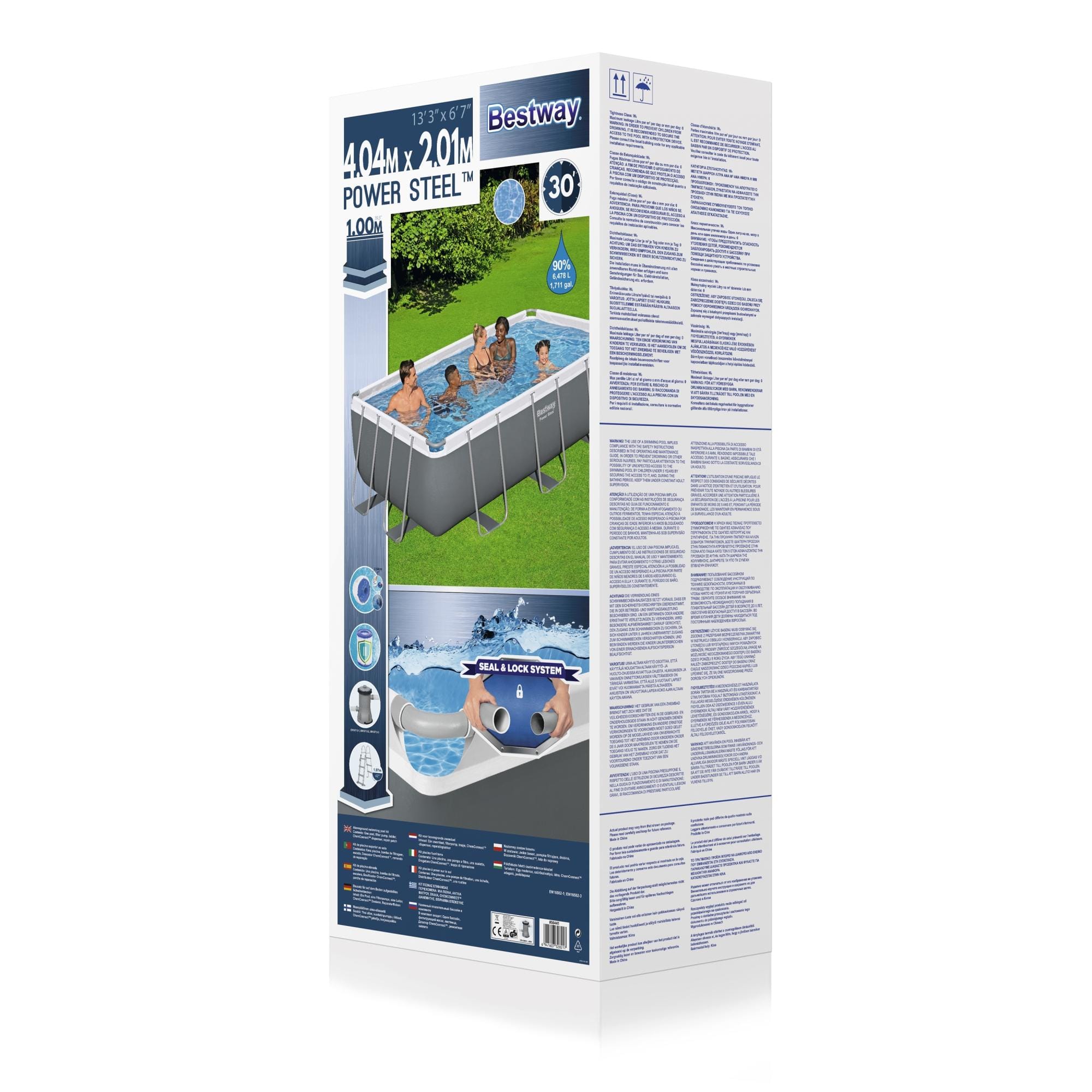 Bovengronds zwembad Power Steel bovengrondse rechthoekige set van 404x201x100 cm Bestway 10