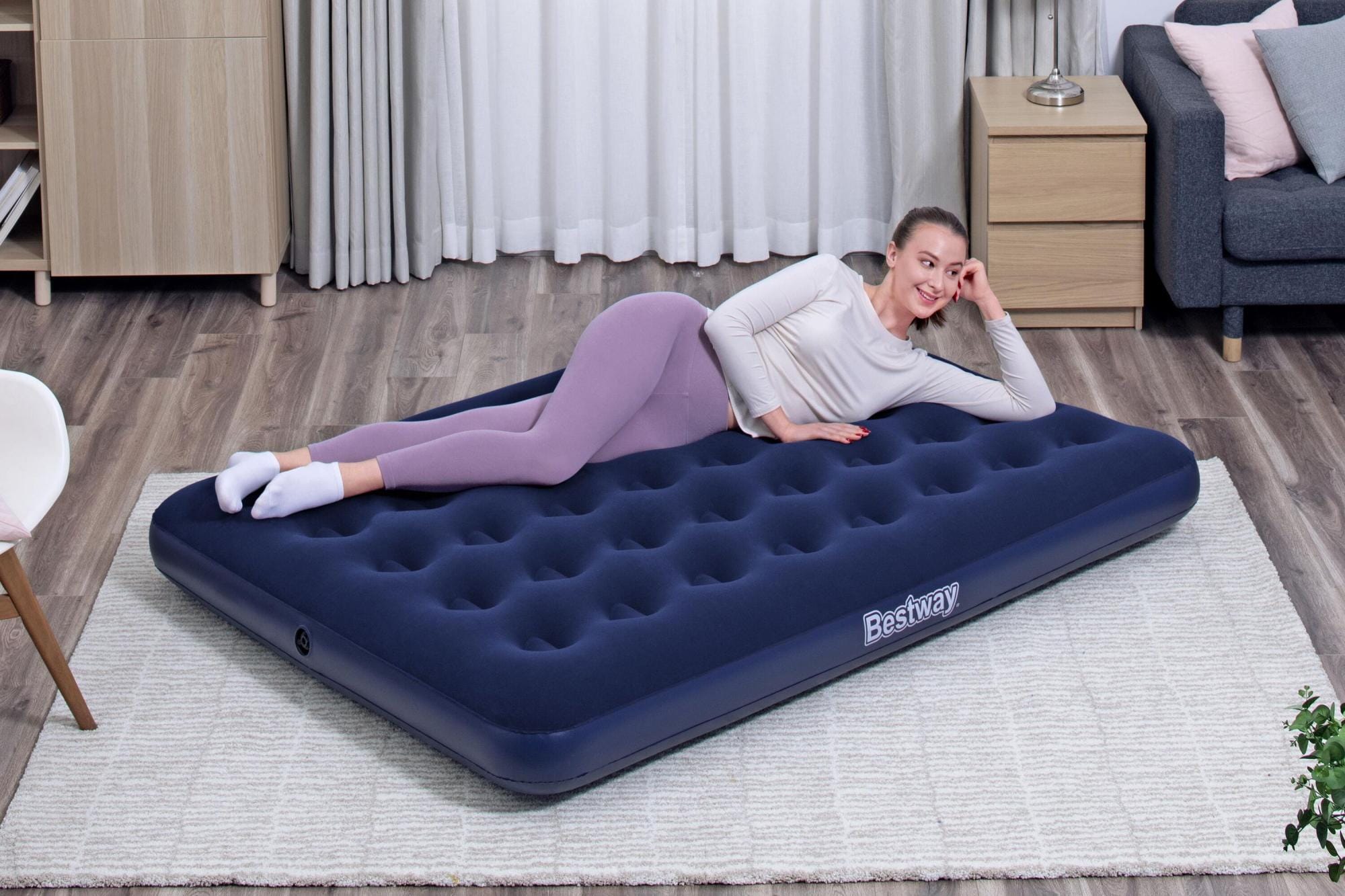 Luchtbed Bestway Junior Blauwe Dubbele Luchtmatras 1.91m x 76cm x 22cm Bestway 11