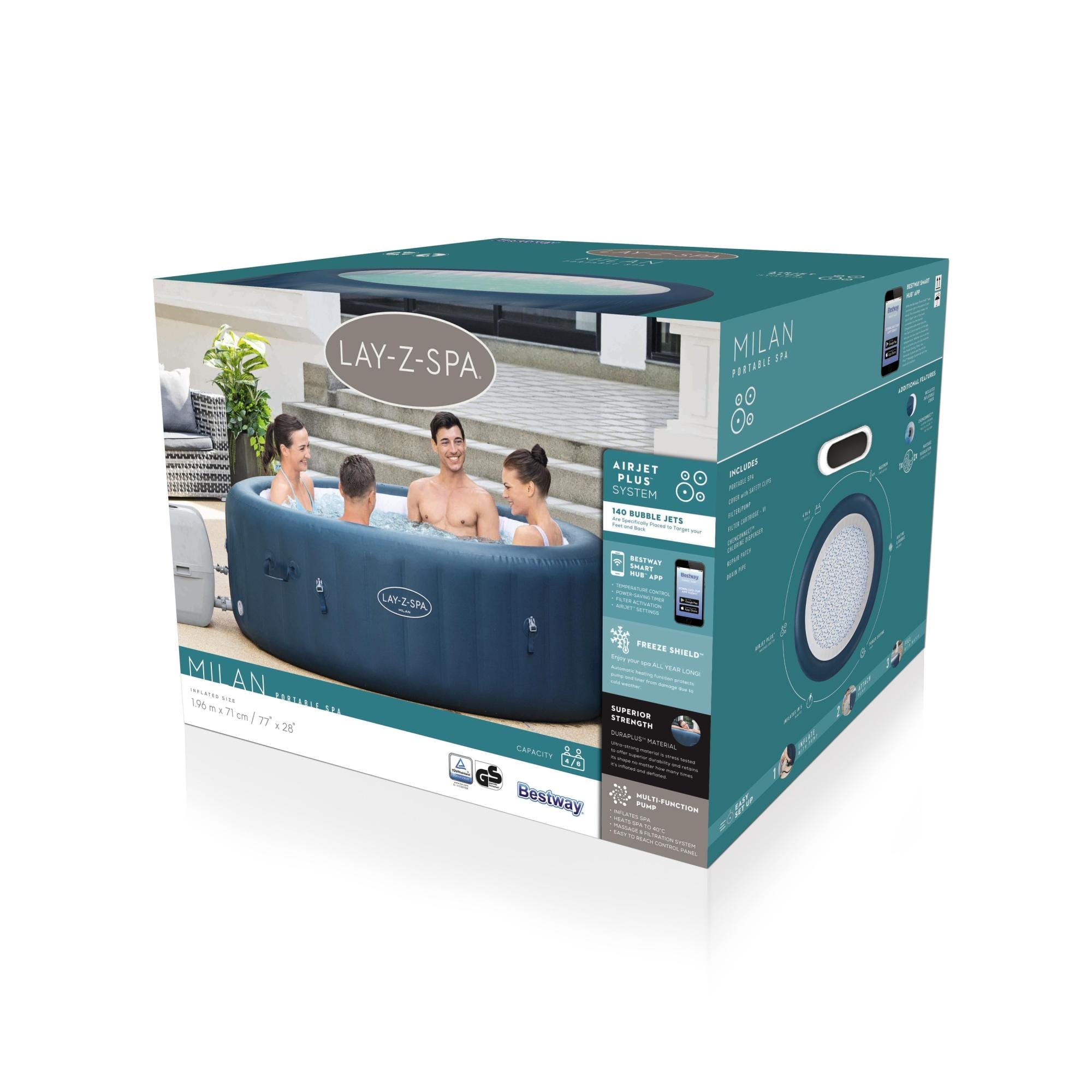 Opblaasbare bubbelbaden Lay-Z Spa Lay-Z-Spa Milan AirJet Plus opblaasbare spa 4-6 personen Bestway 9