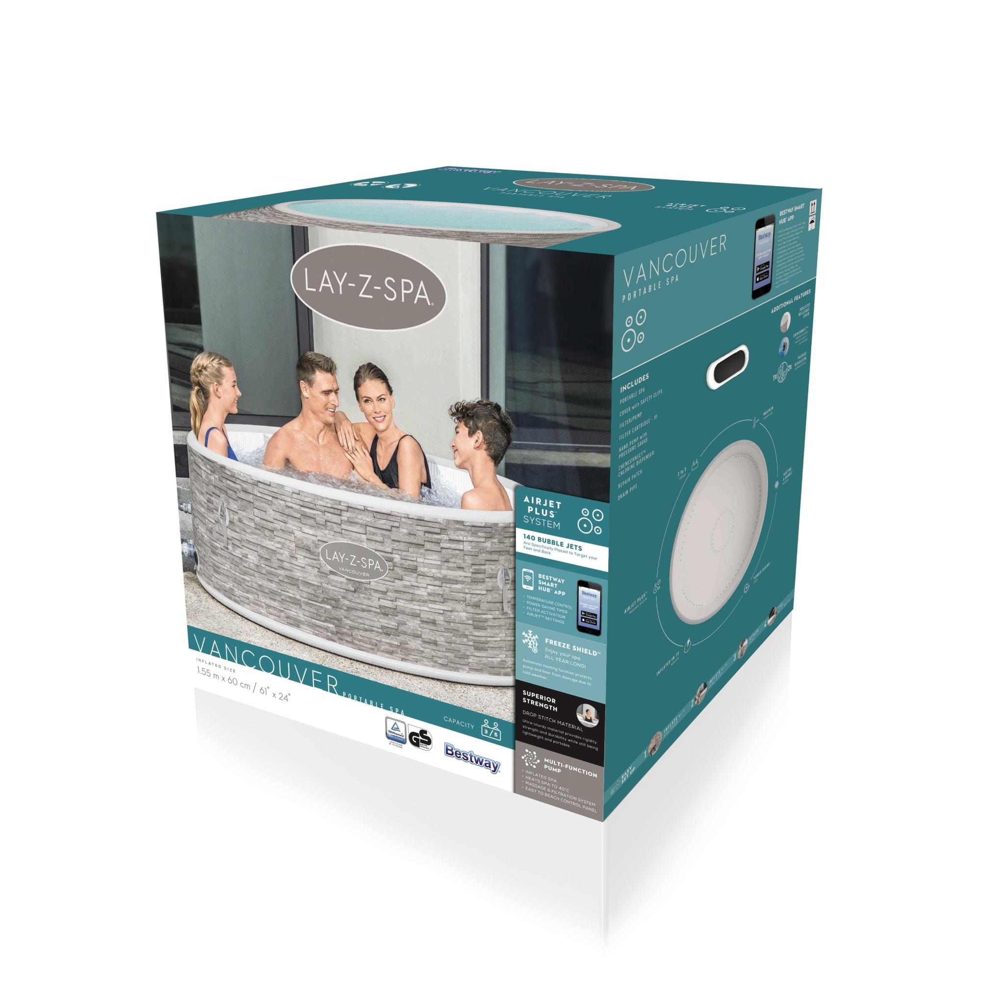 Opblaasbare bubbelbaden Lay-Z Spa Lay-Z-Spa Vancouver AirJet Plus opblaasbare spa 3-5 personen Bestway 9