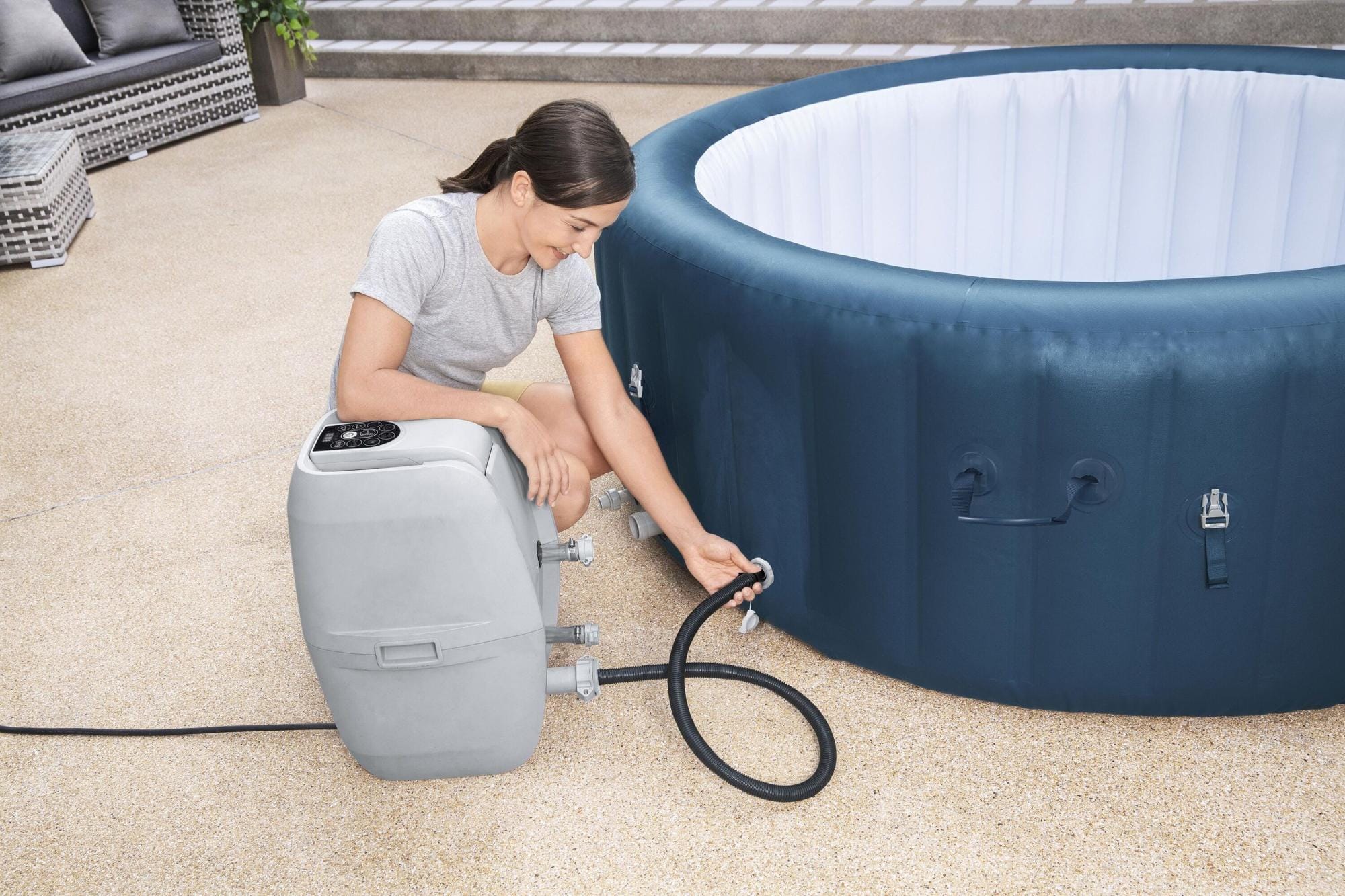 Opblaasbare bubbelbaden Lay-Z Spa Lay-Z-Spa Milan AirJet Plus opblaasbare spa 4-6 personen Bestway 6
