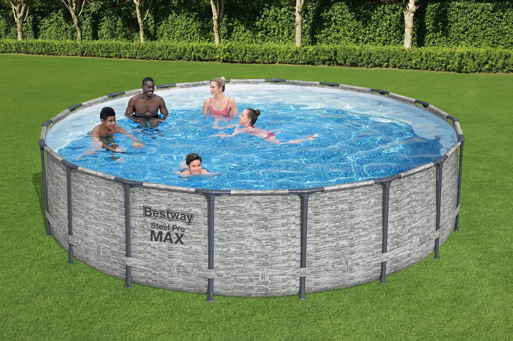 Bovengronds zwembad Steel Pro MAX bovengrondse ronde set van 549x122 cm steenmotief Bestway 3