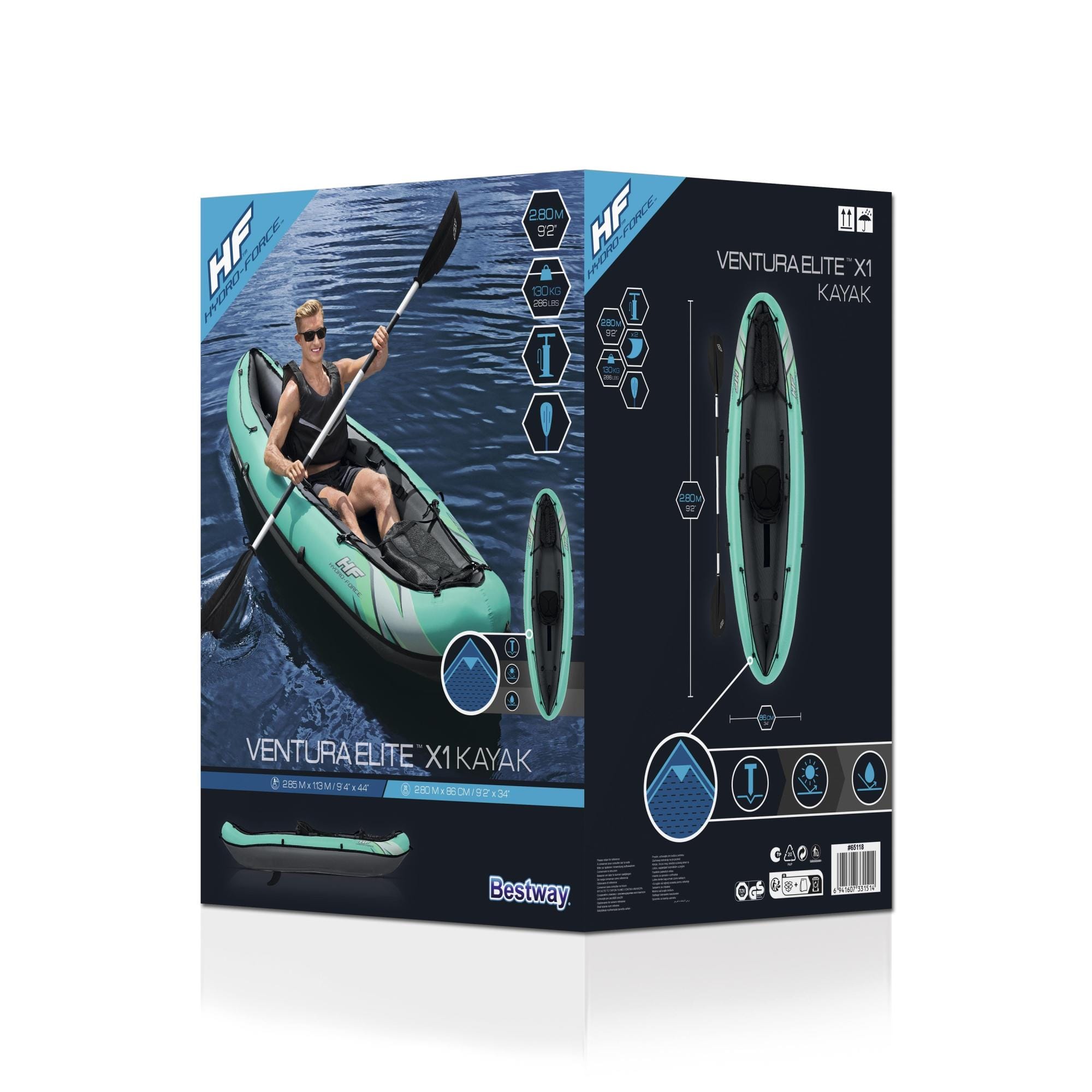 SUP en kajak Ventura kayak opblaasbare van 280x86 cm, voor 1 persoon Bestway 8