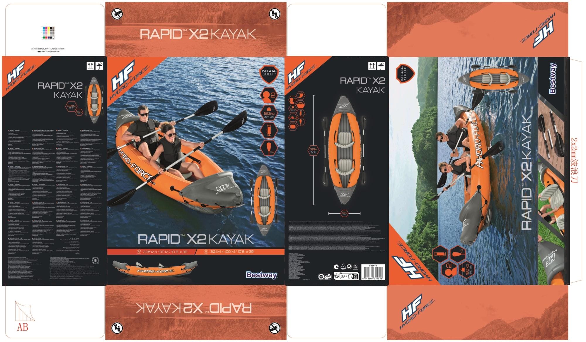 SUP en kajak Rapid opblaasbare kayak van 321x100 cm, voor 2 personen Bestway 43