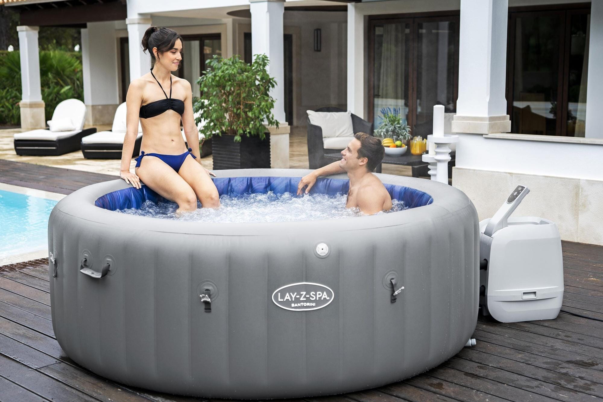 Opblaasbare bubbelbaden Lay-Z Spa Lay-Z-Spa Santorini Energy-Efficient Smart HydroJet Pro Opblaasbare Spa met App Bediening 5-7 Personen Bestway 6