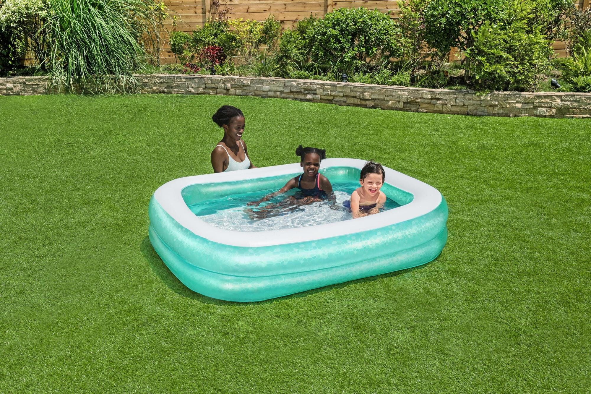 Opblaasbare spullen voor kinderen Bestway Groenblauw Rechthoekig Opblaasbaar Familiezwembad 2.00m x 1.46m x 48cm  Bestway 7