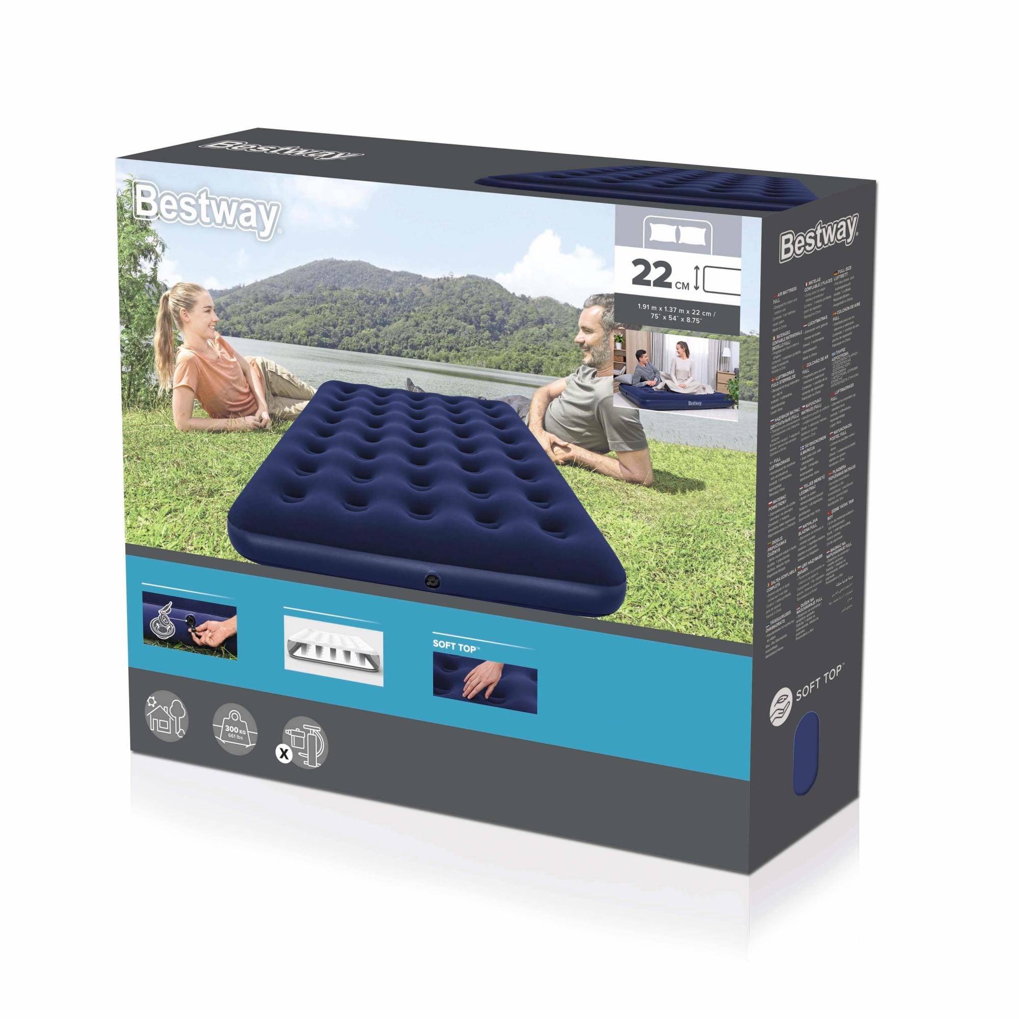 Luchtbed Bestway Junior Blauwe Dubbele Luchtmatras 1.91m x 76cm x 22cm Bestway 15
