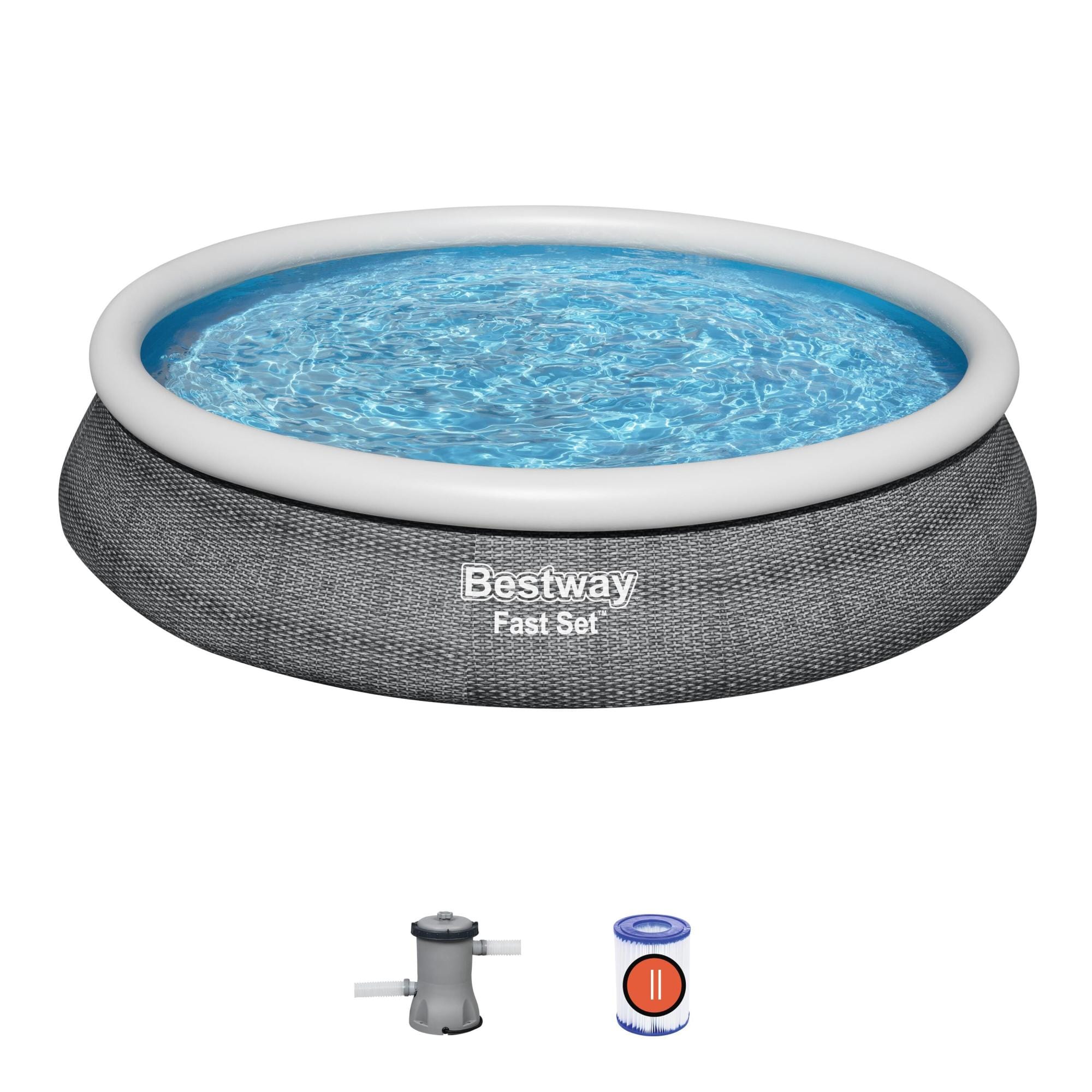 Bovengronds zwembad Fast Set bovengrondse opblaasbare ronde set van 457x84 cm Bestway 1