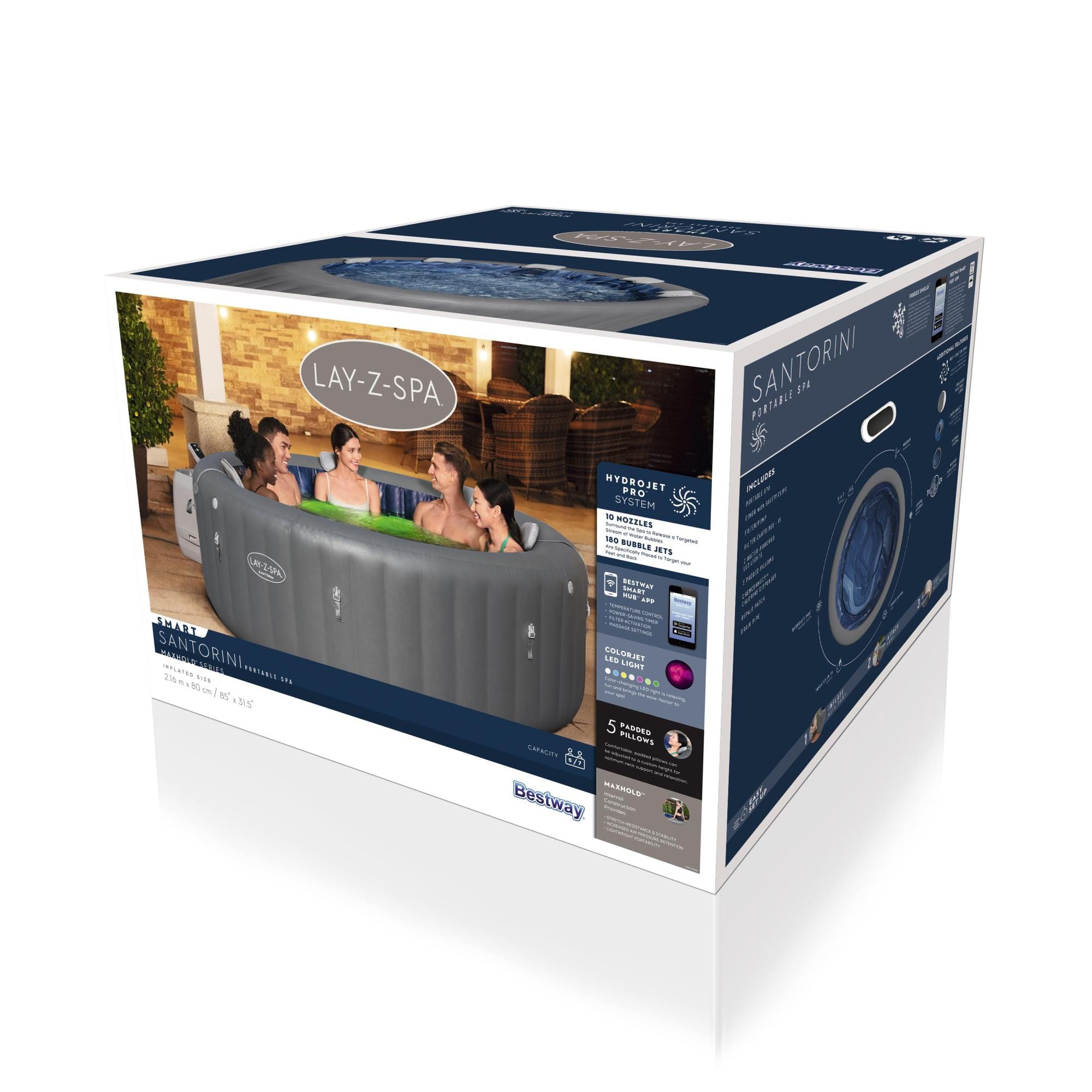 Opblaasbare bubbelbaden Lay-Z Spa Lay-Z-Spa Santorini HydroJet Pro opblaasbare spa 5-7 personen Bestway 11